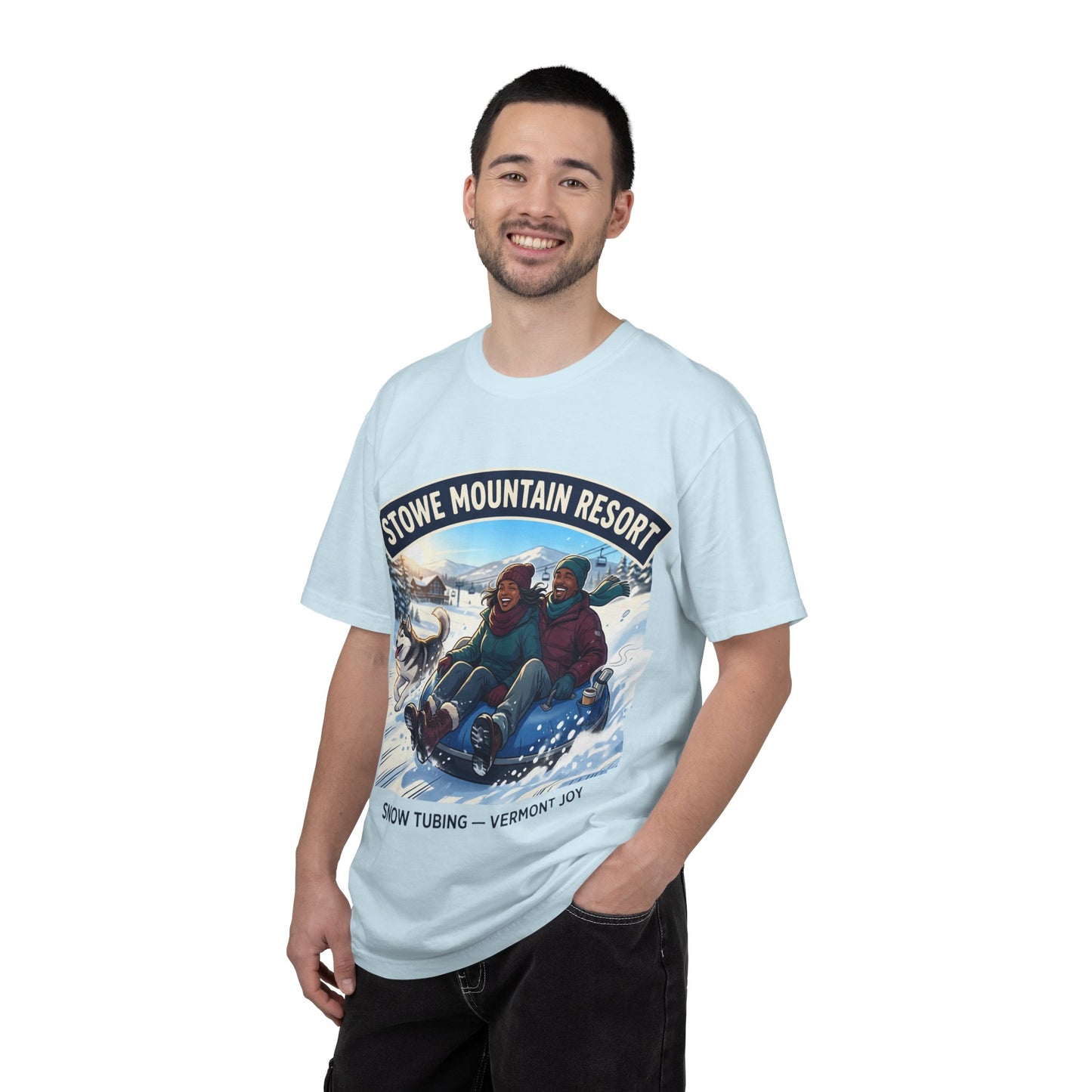 Stowe Mountain Resort Snow Tubing T-Shirt — "Vermont Joy" Winter Apparel
