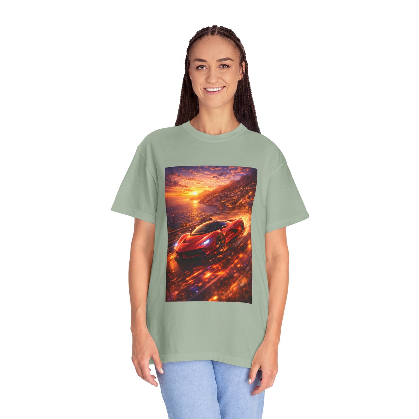 Ferrari F80- Amalfi Coast, Italy - T‑Shirt — Red Sports Car Print