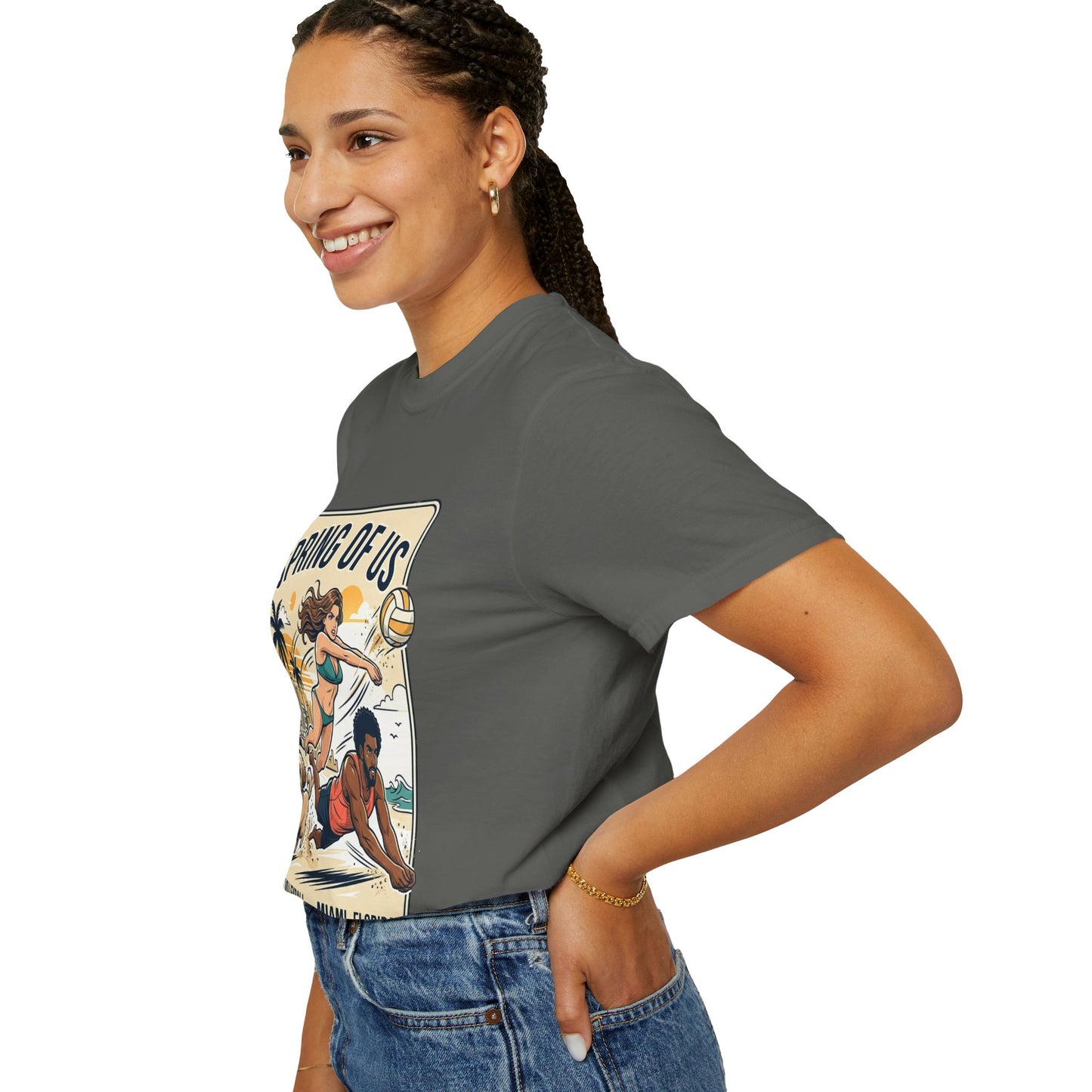 Spring of Us Beach Volleyball T-Shirt — Miami, Florida Retro Sun & Palm Tee