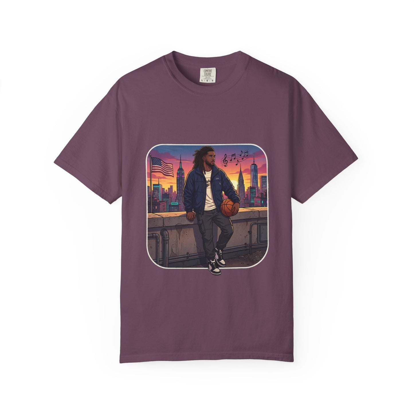 City Sunset Basketball Player T-Shirt — Urban Hoop Lifestyle Tee