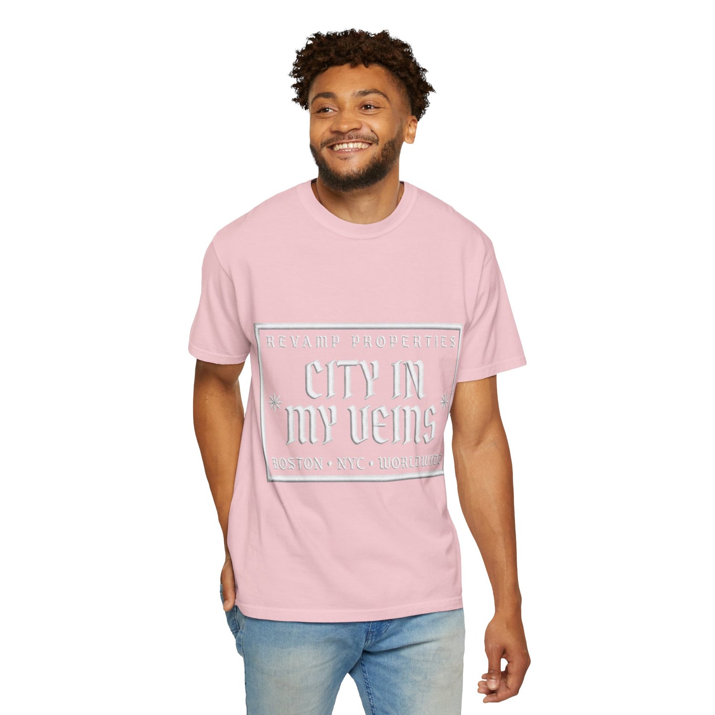 City In My Veins T‑Shirt — Vintage Cityscape Tee (Boston • NYC • Manchester)