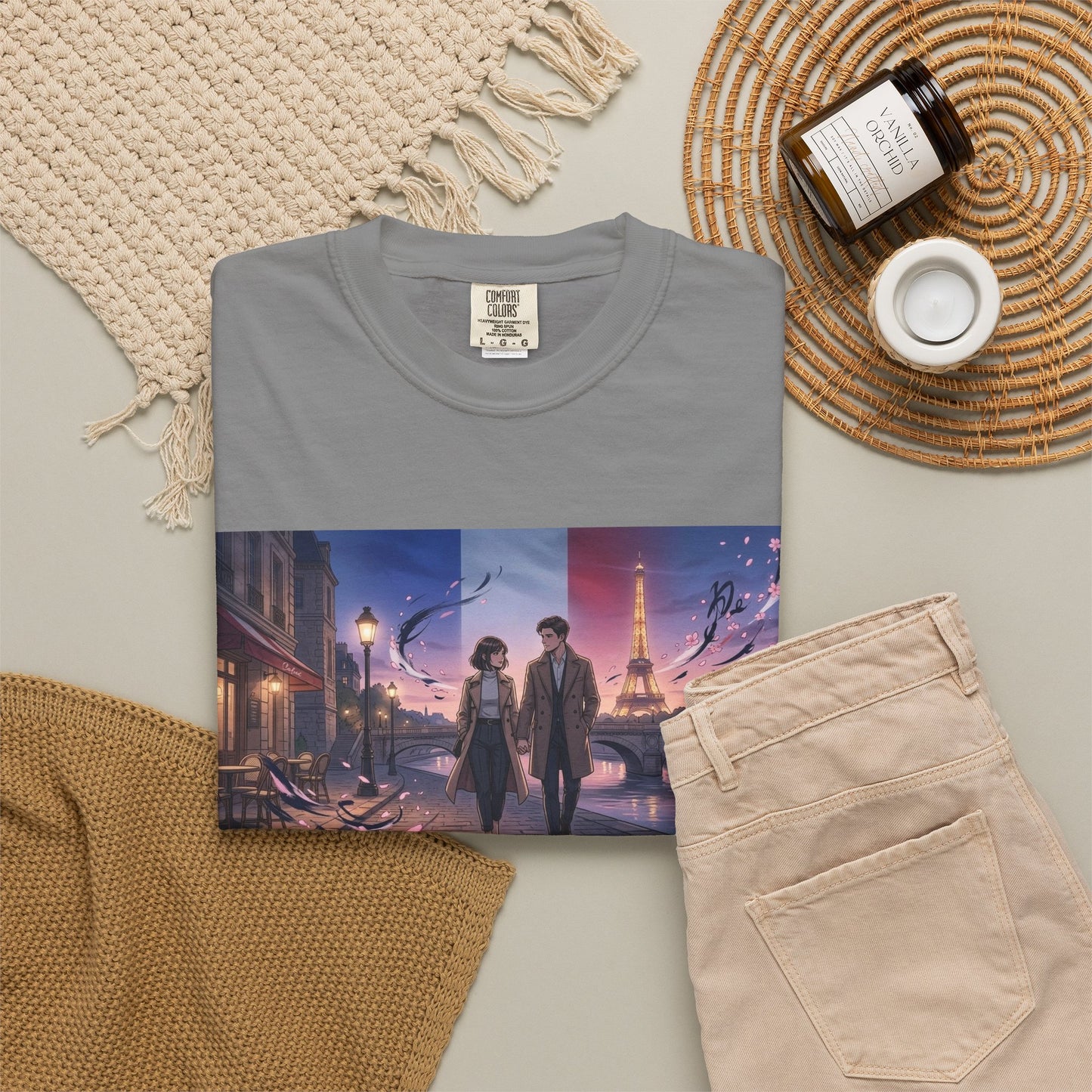 T-Shirt — Romantic City Night Stroll Illustration