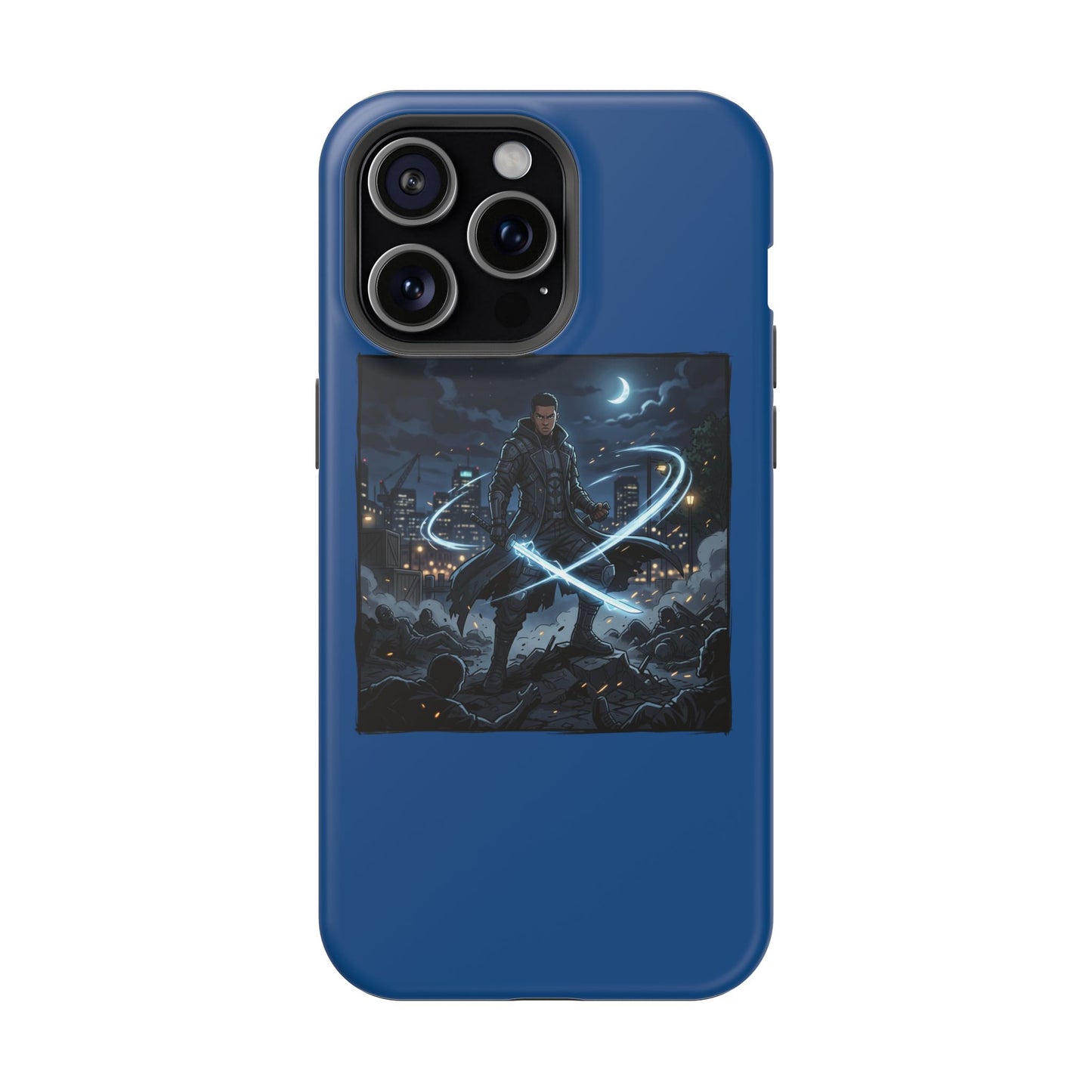 Magnetic Impact-Resistant Phone Case — Night Warrior Sci‑Fi Design