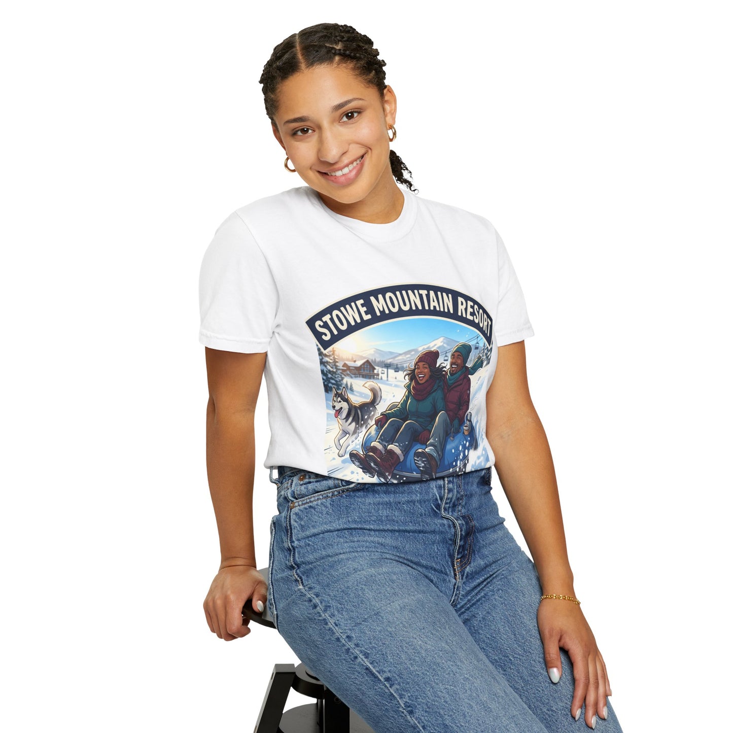 Stowe Mountain Resort Snow Tubing T-Shirt — "Vermont Joy" Winter Apparel