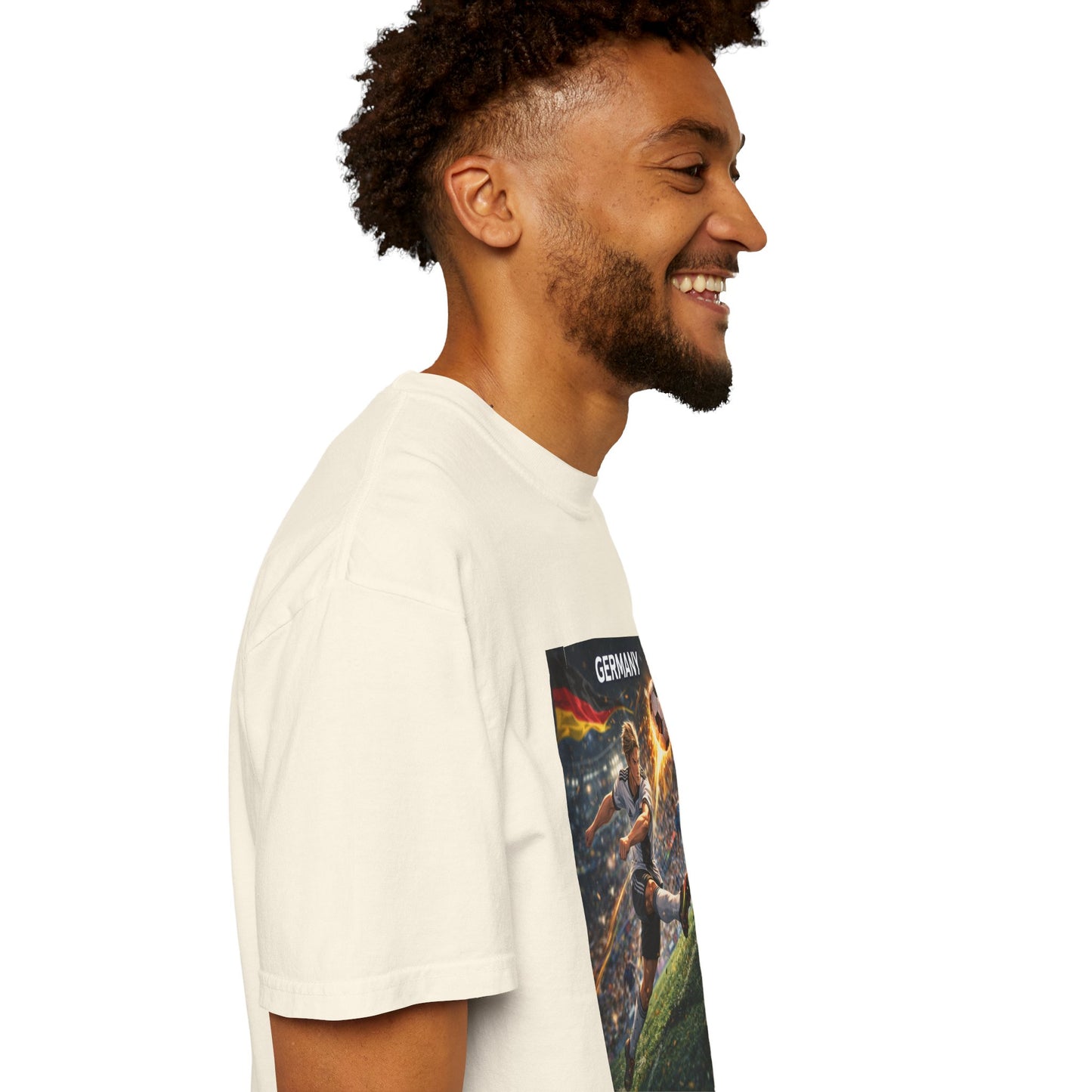 Germany Soccer Player Graphic T-Shirt — Retro Football Stadium Print