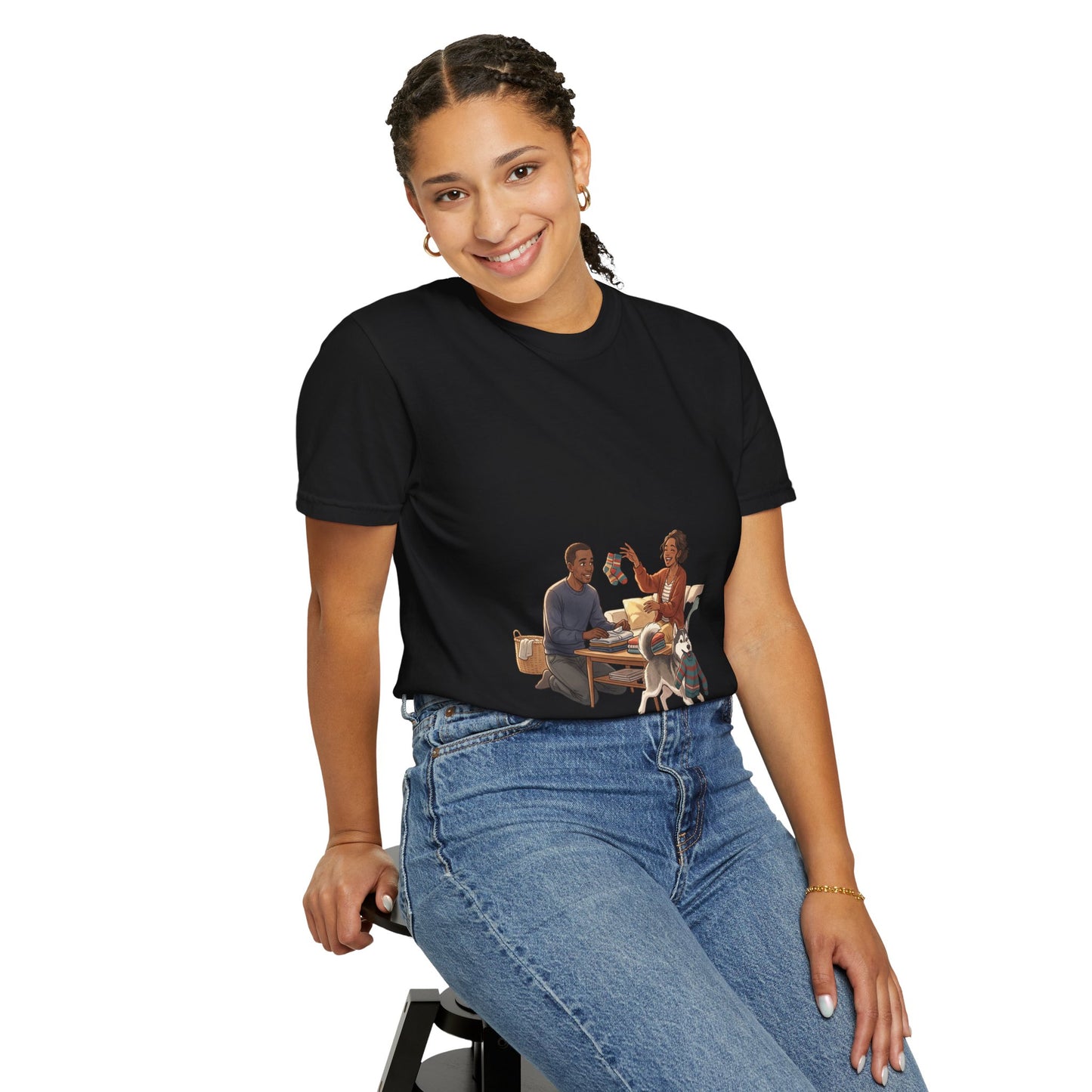 Picnic Cheers T-Shirt — Vintage Couple & Dog Illustration Tee