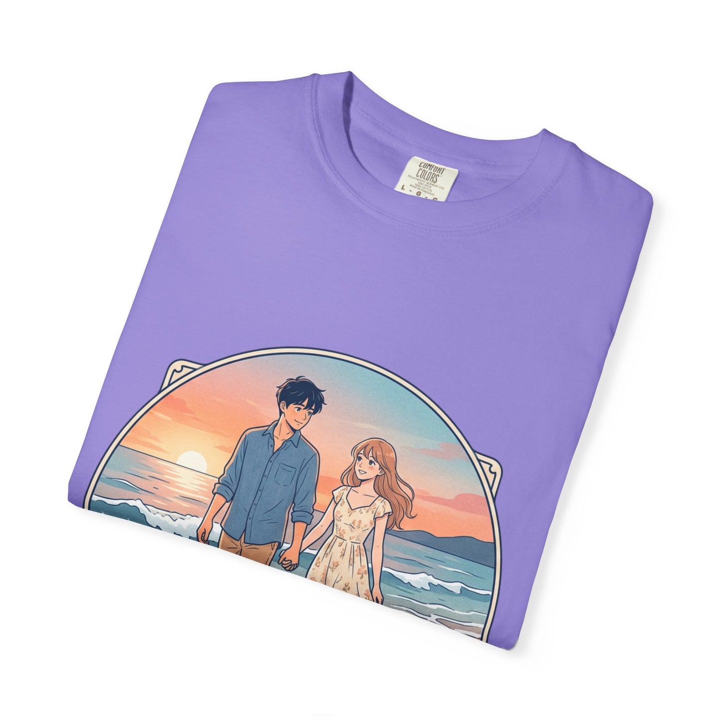 Sunset Lovers Beach T-Shirt — Romantic Couple Graphic Tee