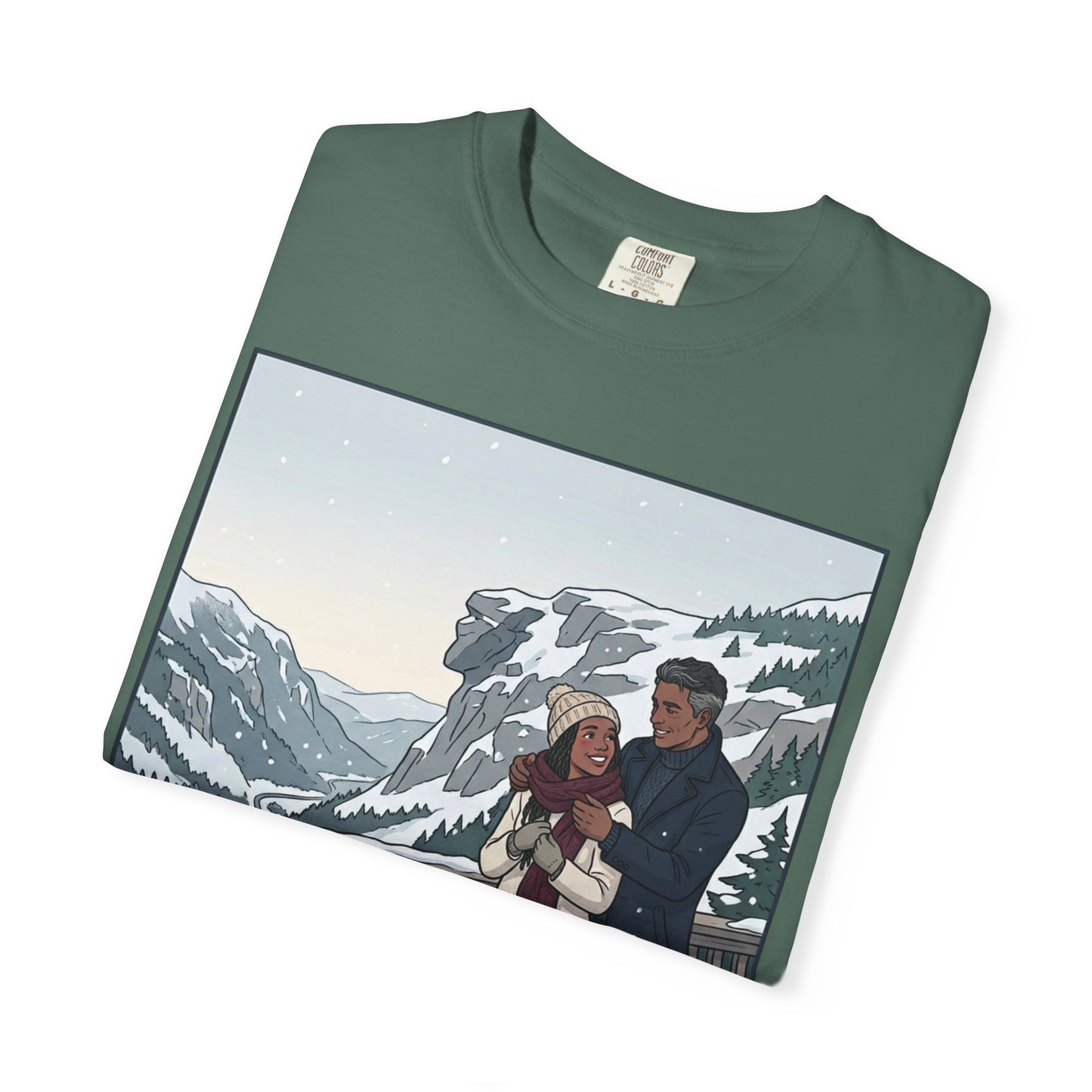 Franconia Notch NH Winter View T-Shirt — Scenic Couple & Husky Travel Tee