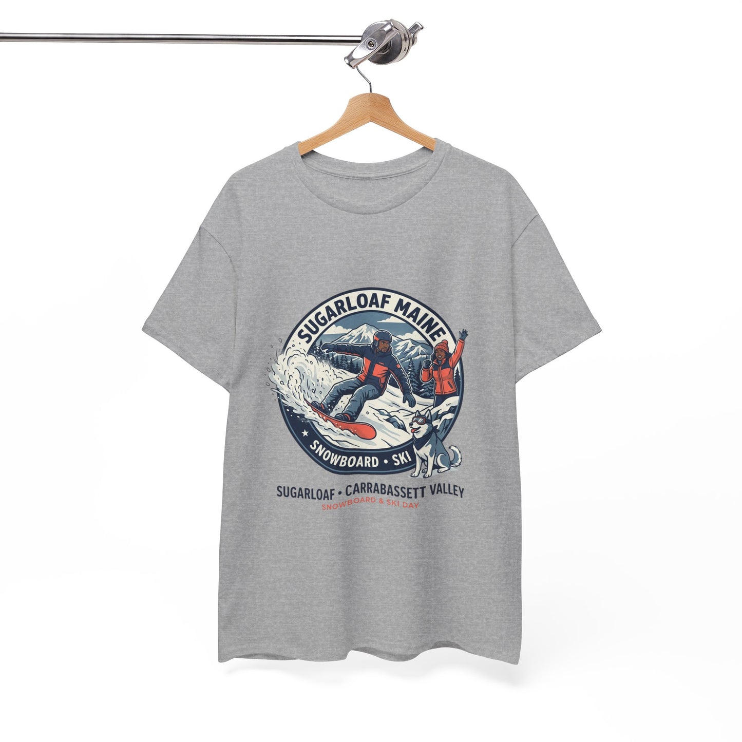 Sugarloaf Maine Snowboard & Ski T‑Shirt — Sugarloaf‑Carrabassett Valley Retro Graphic Tee