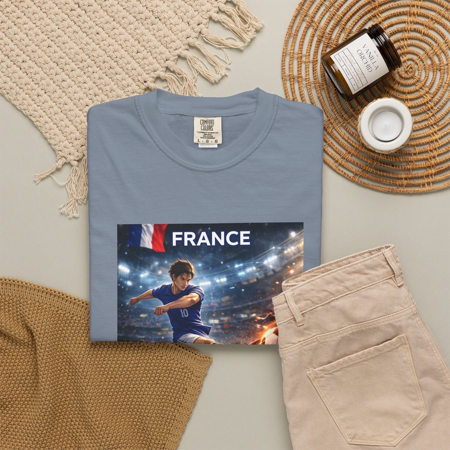 France Soccer Player Graphic T-Shirt — Football Kick Stadium Design