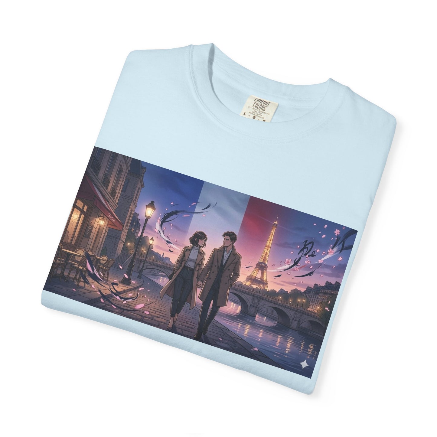 T-Shirt — Romantic City Night Stroll Illustration