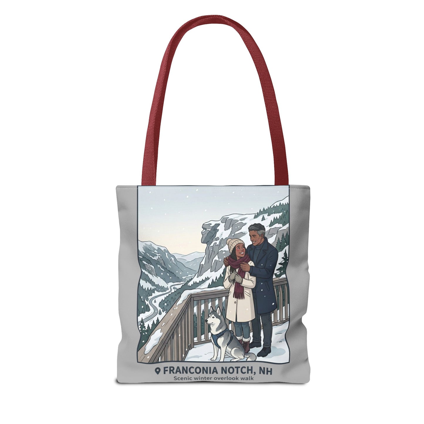 Franconia Notch Winter Couple Tote Bag — Scenic New Hampshire Snowy Overlook Tote