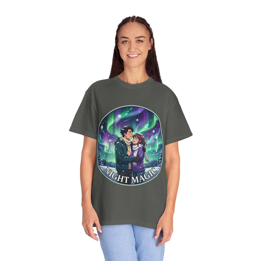 Night Magic T-Shirt — Northern Lights Couple Illustration