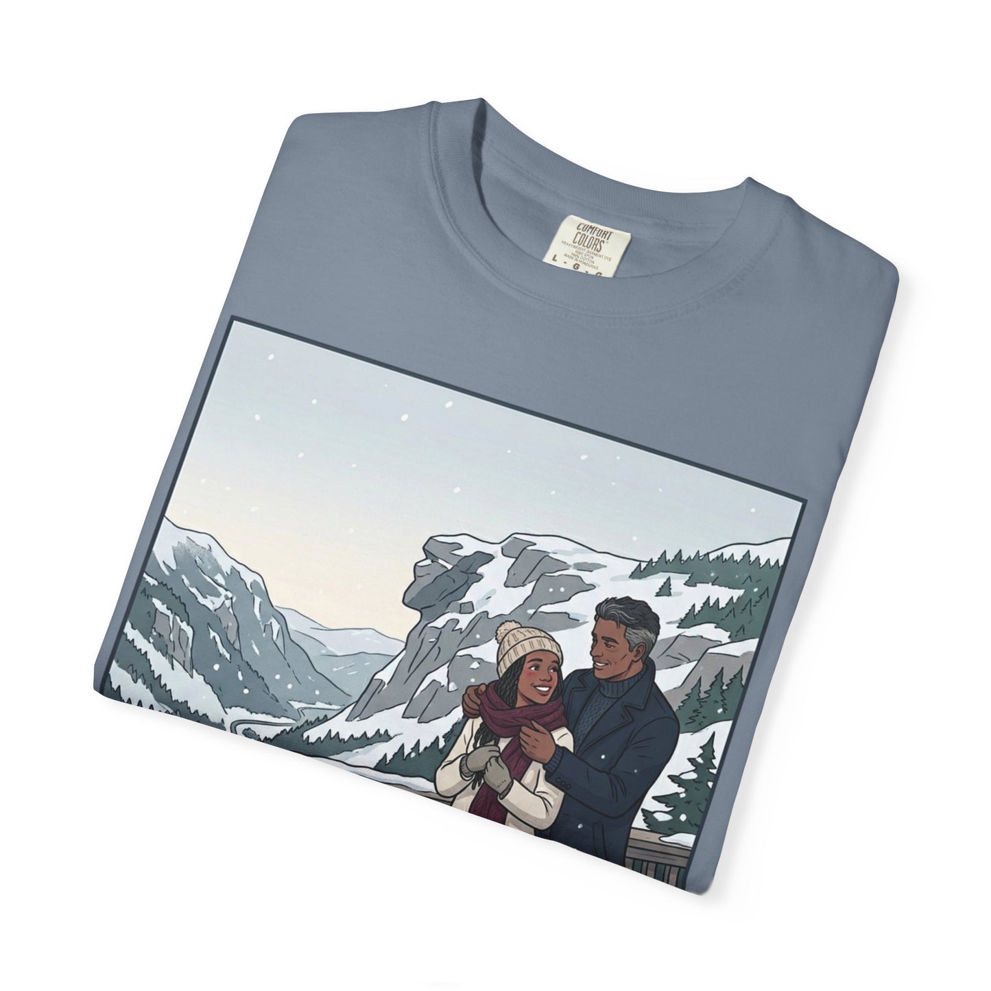 Franconia Notch NH Winter View T-Shirt — Scenic Couple & Husky Travel Tee