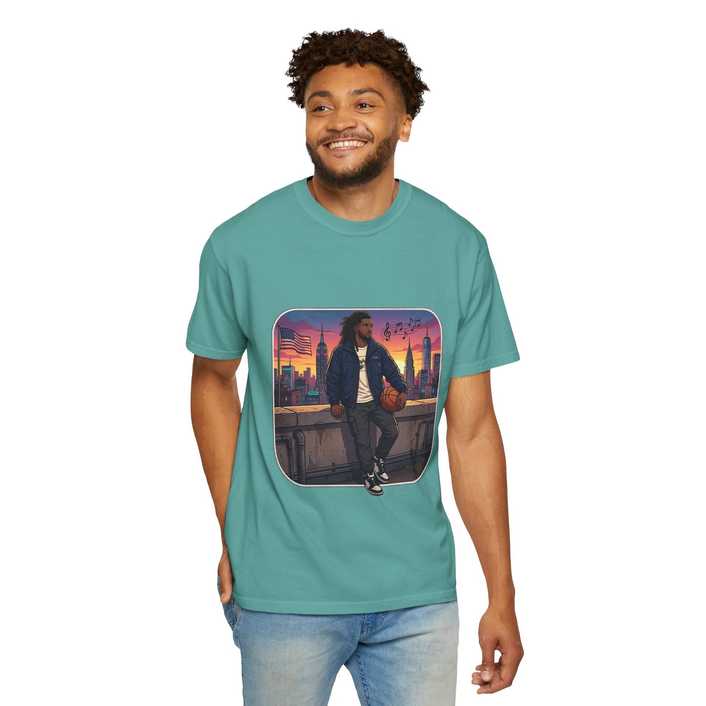 City Sunset Basketball Player T-Shirt — Urban Hoop Lifestyle Tee