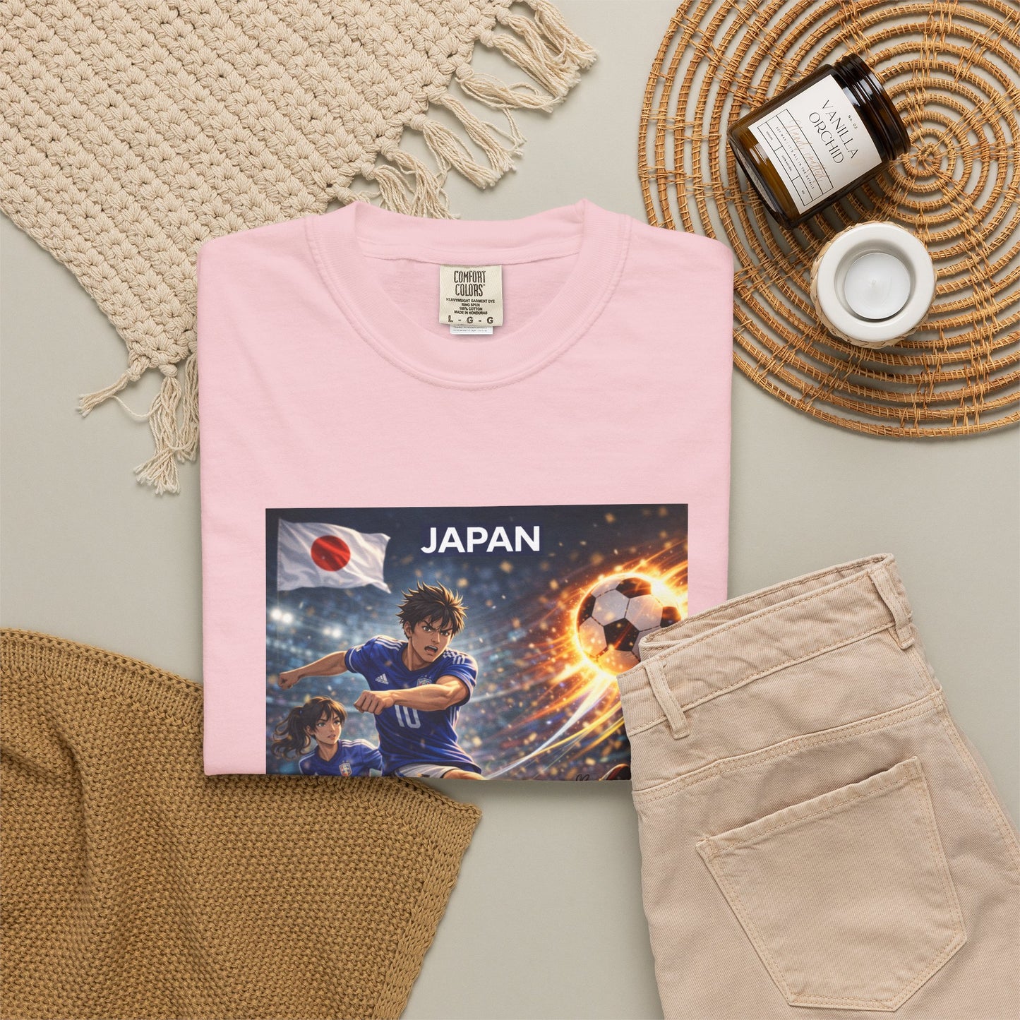 Japan Soccer Team Graphic T‑Shirt — Dynamic Football Players Design
