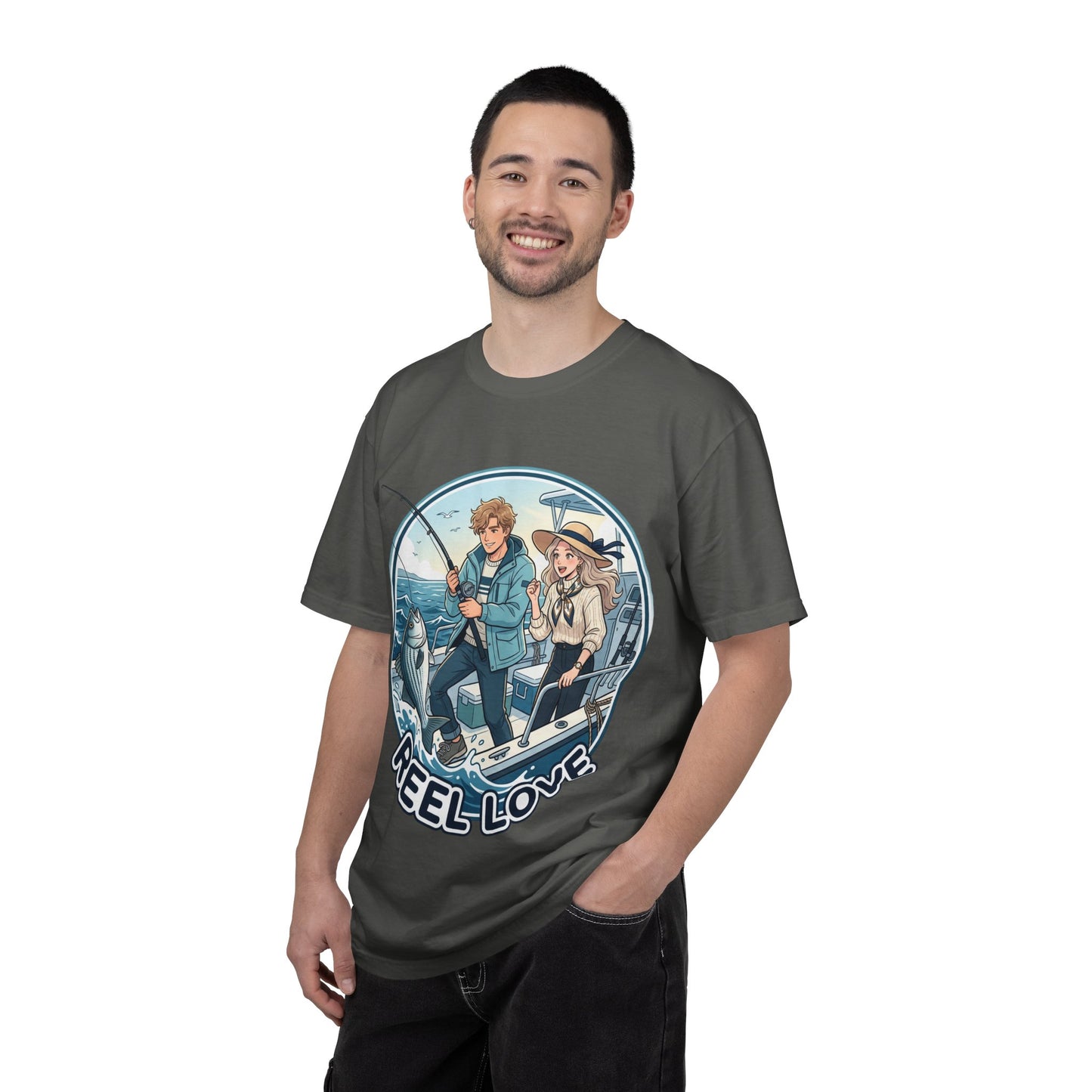 Reel Love Fishing T-Shirt — Cute Couple Anglers Graphic Tee
