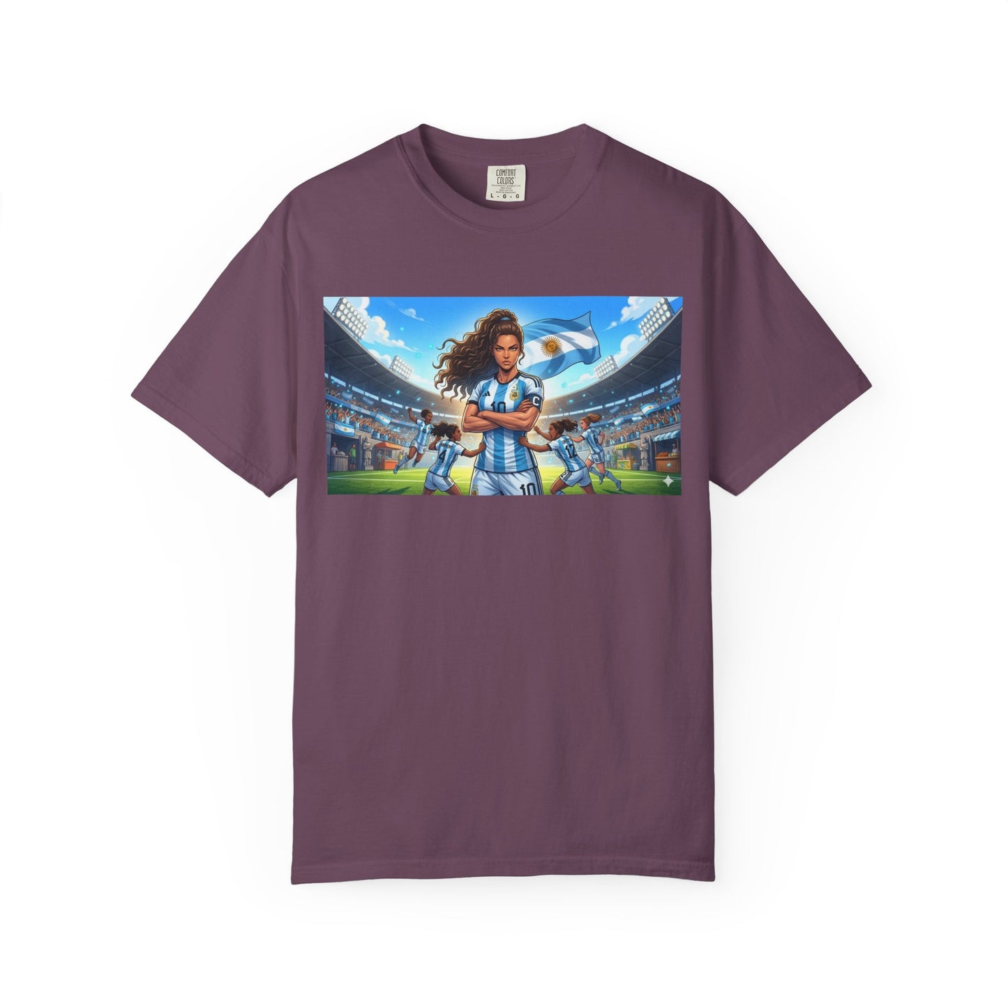 Argentina Soccer Heroine Stadium T-Shirt – Female Soccer Player Graphic Tee