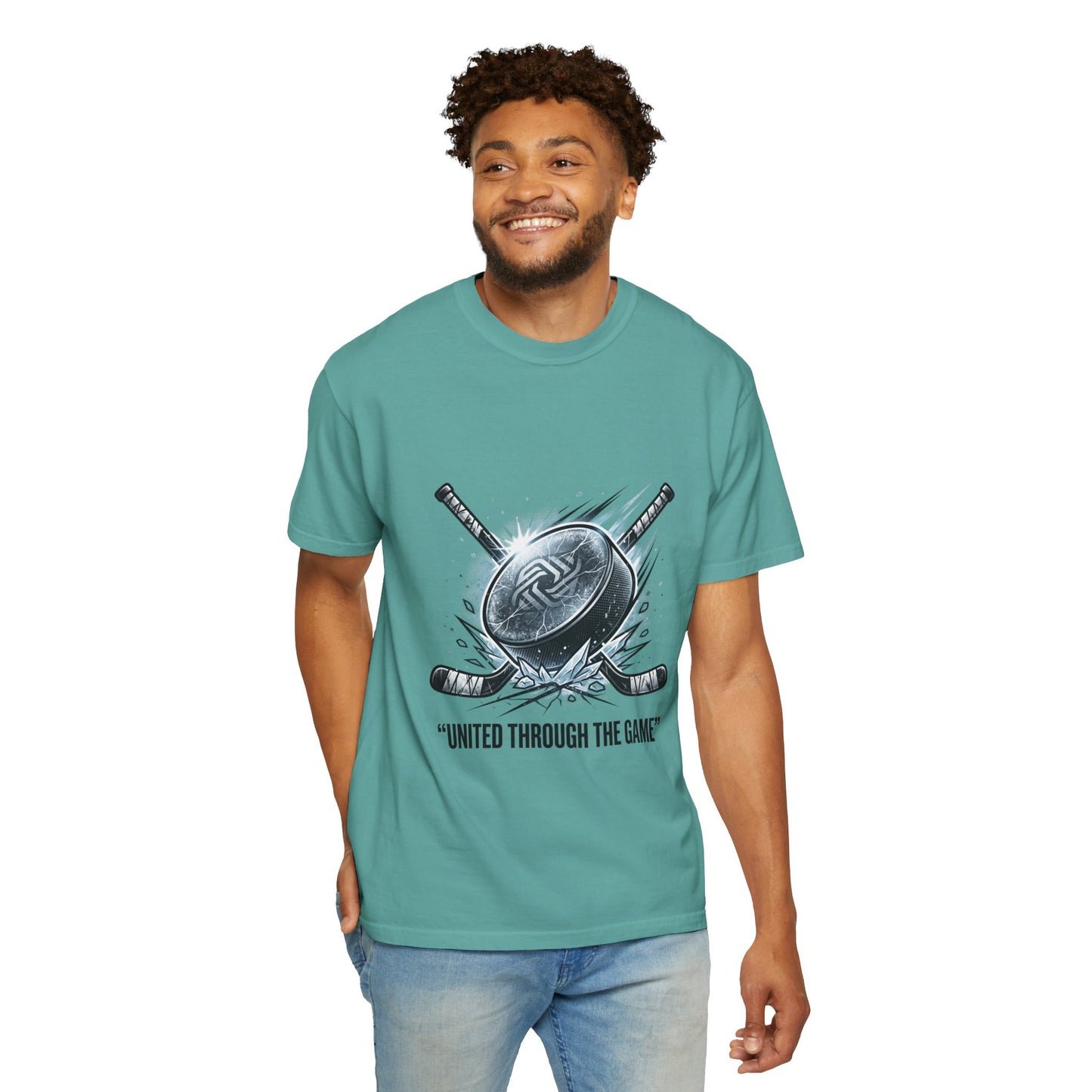 Hockey Graphic Tee — "United Through the Game" Team Spirit T-Shirt