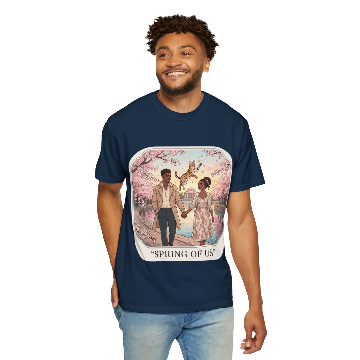 Spring of Us T-Shirt — Romantic Cherry Blossom Couple Graphic Tee