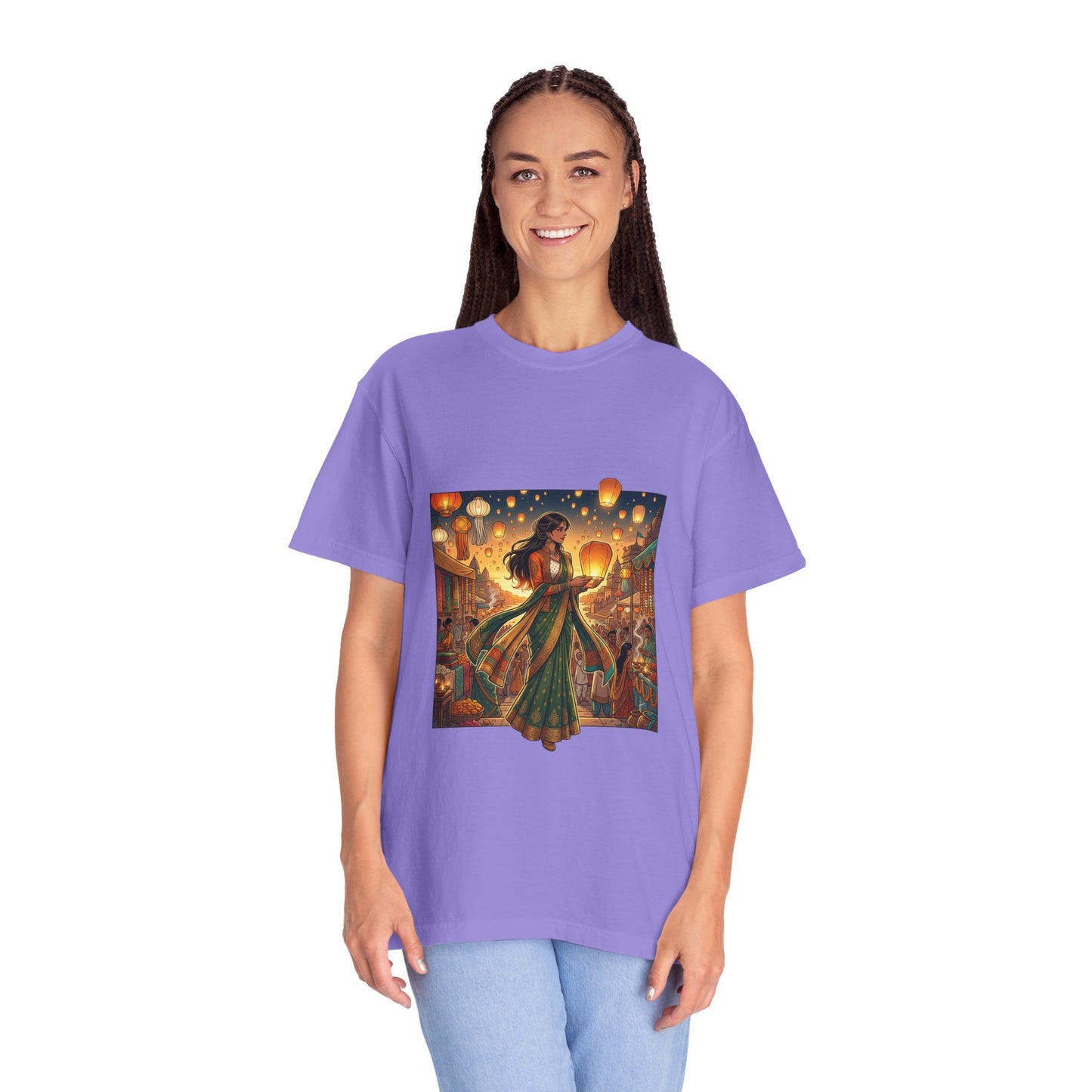 Diwali Lantern Festival T-Shirt — Indian Dancer with Floating Sky Lanterns
