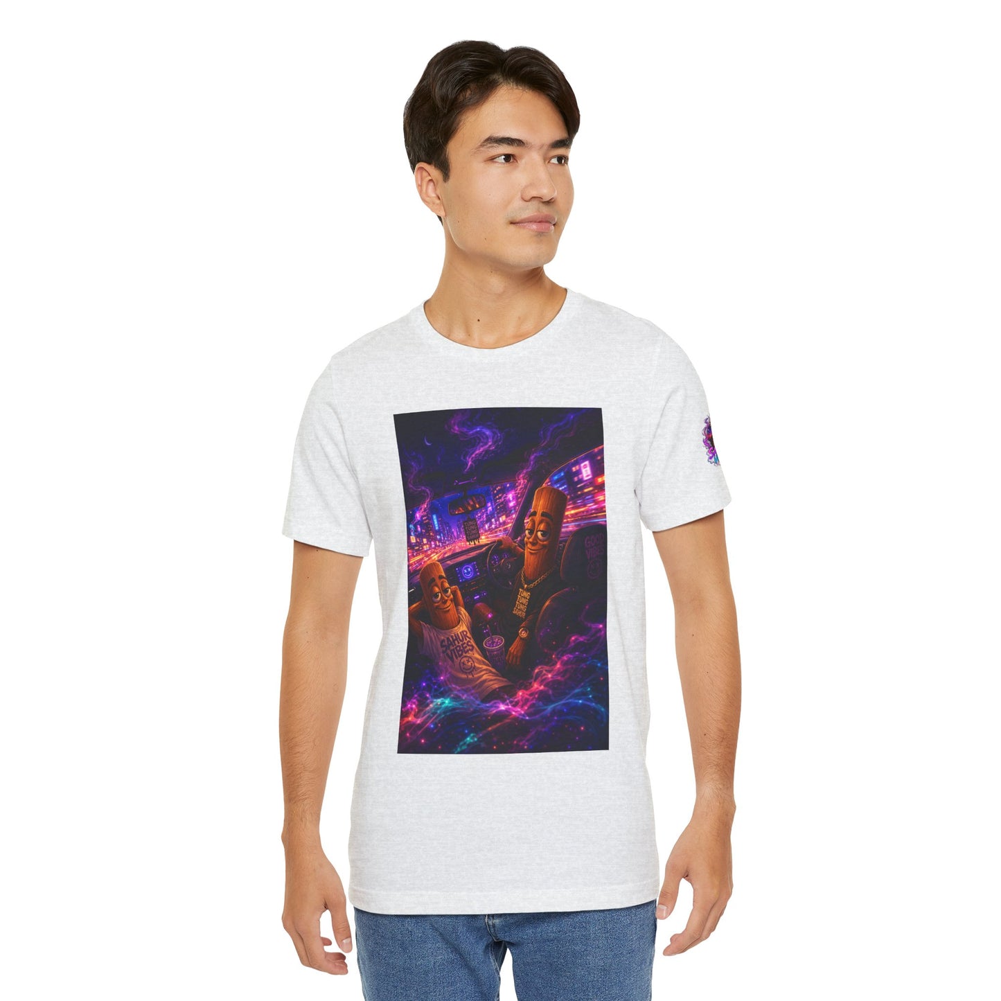 Tung Tung Tung Sahur Who Ride Like Us T-Shirt — Night Cruise Vaporwave Graphic Tee