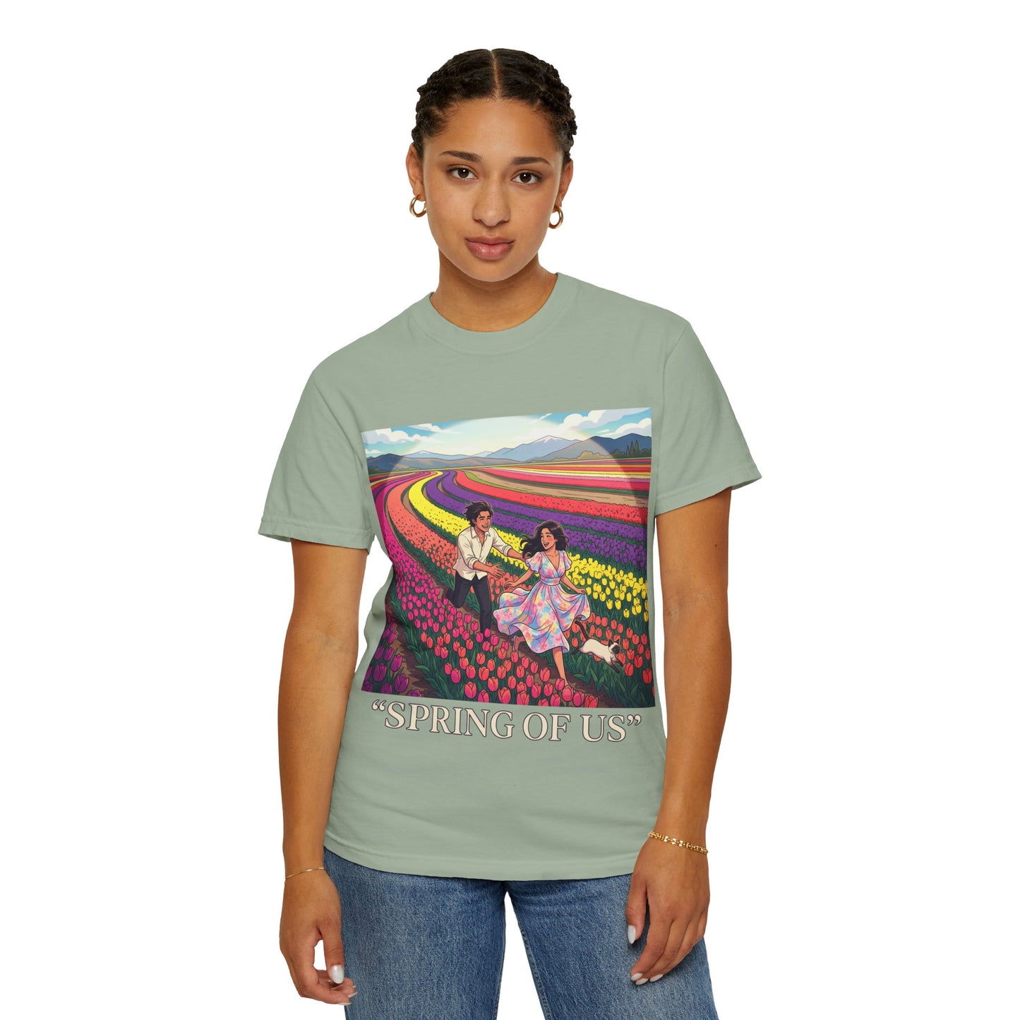 Spring of Us T-Shirt — Floral Field Vintage Couple Graphic Tee