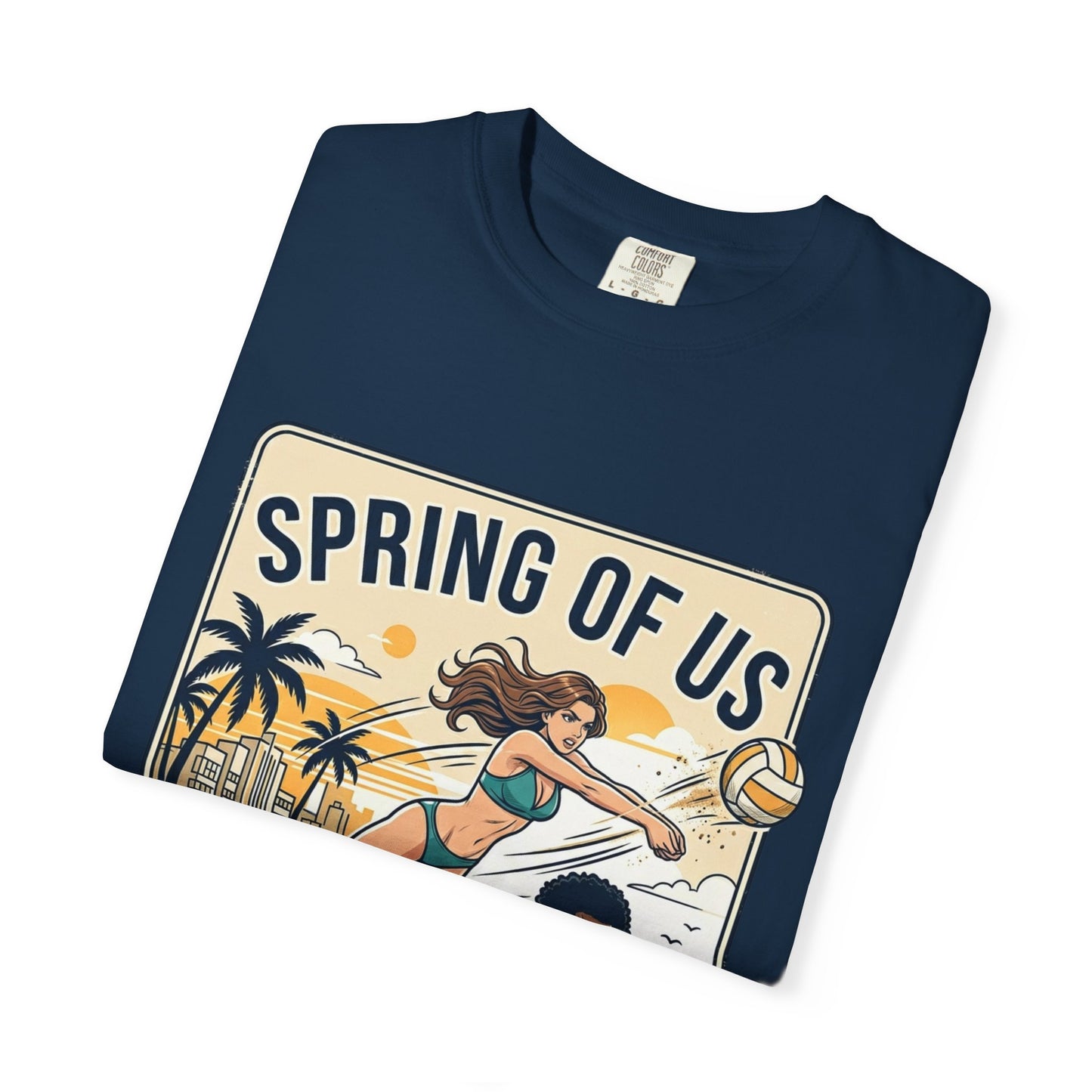 Spring of Us Beach Volleyball T-Shirt — Miami, Florida Retro Sun & Palm Tee