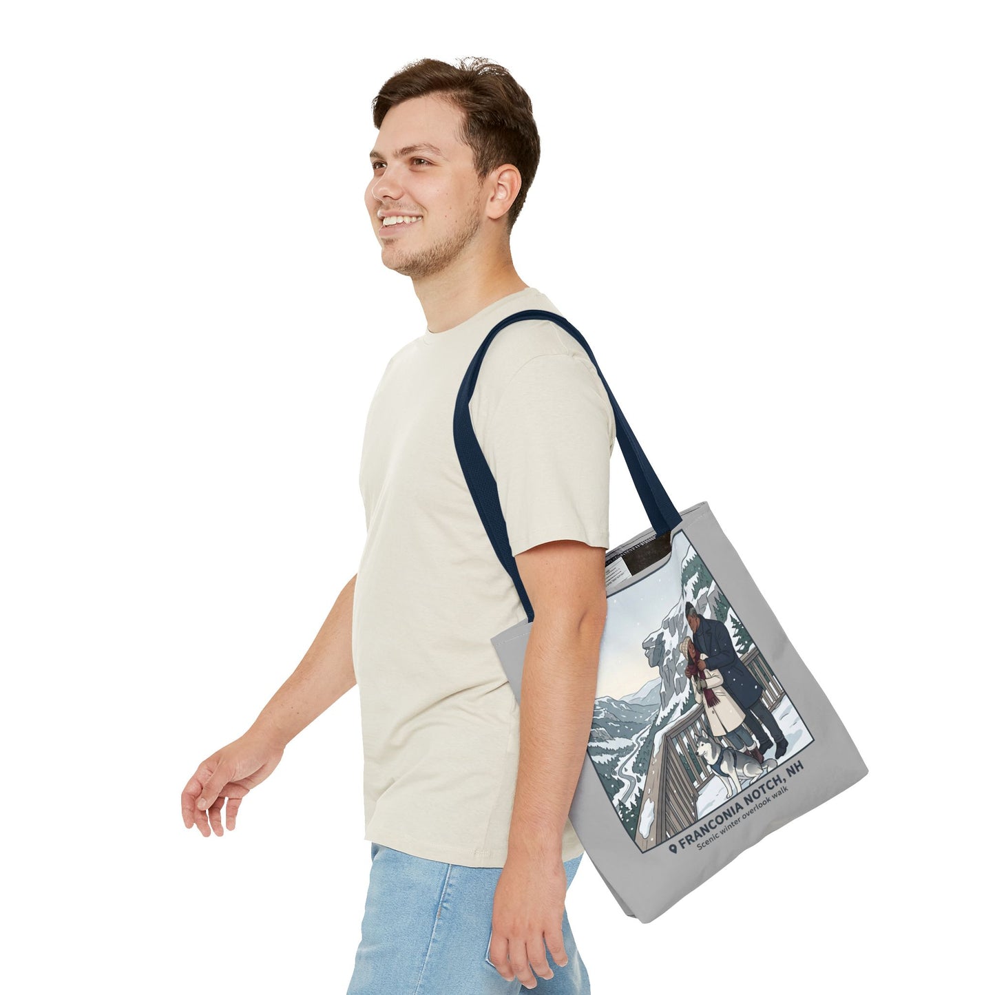 Franconia Notch Winter Couple Tote Bag — Scenic New Hampshire Snowy Overlook Tote