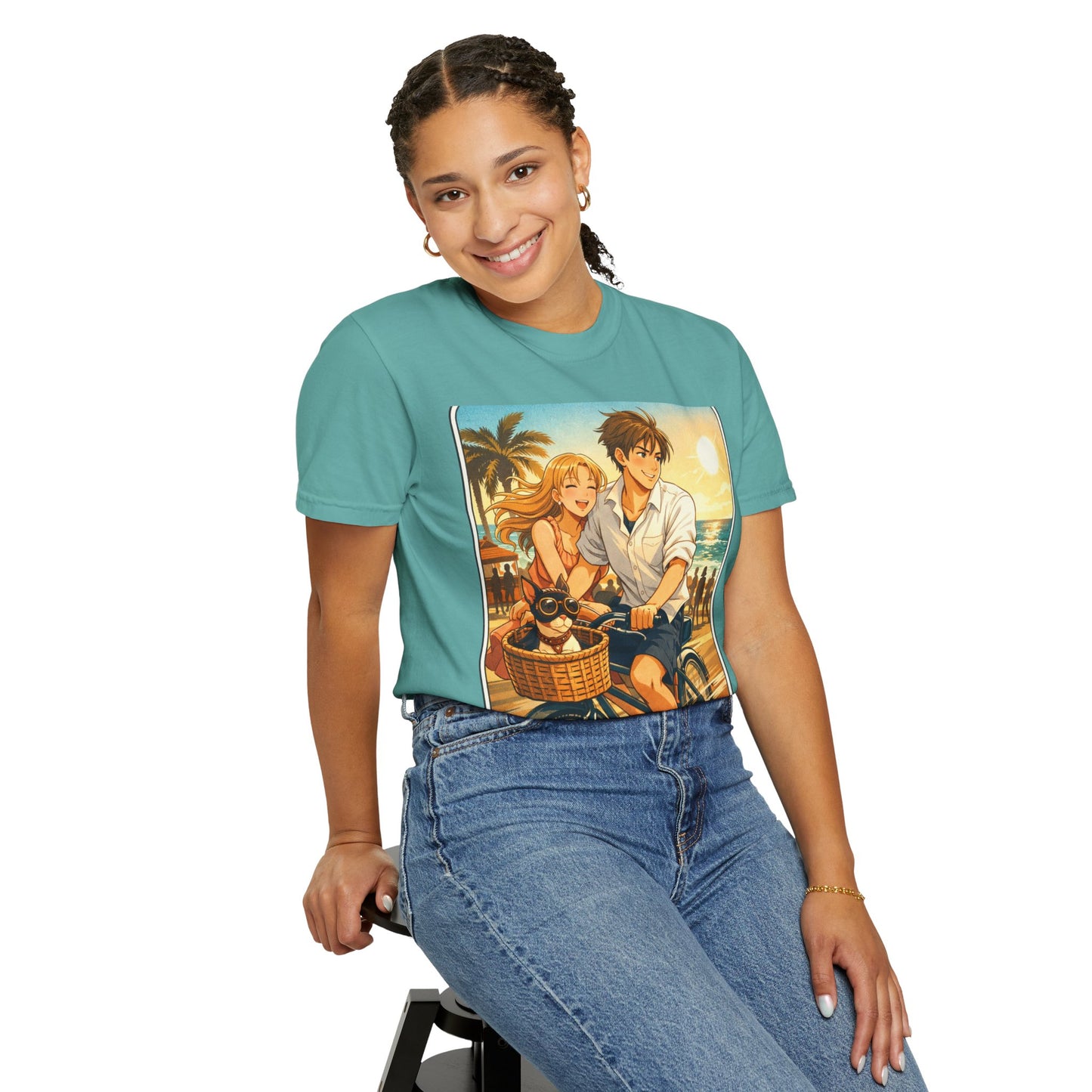 Spring of Us T-Shirt — Vintage Beach Couple Bicycle Design