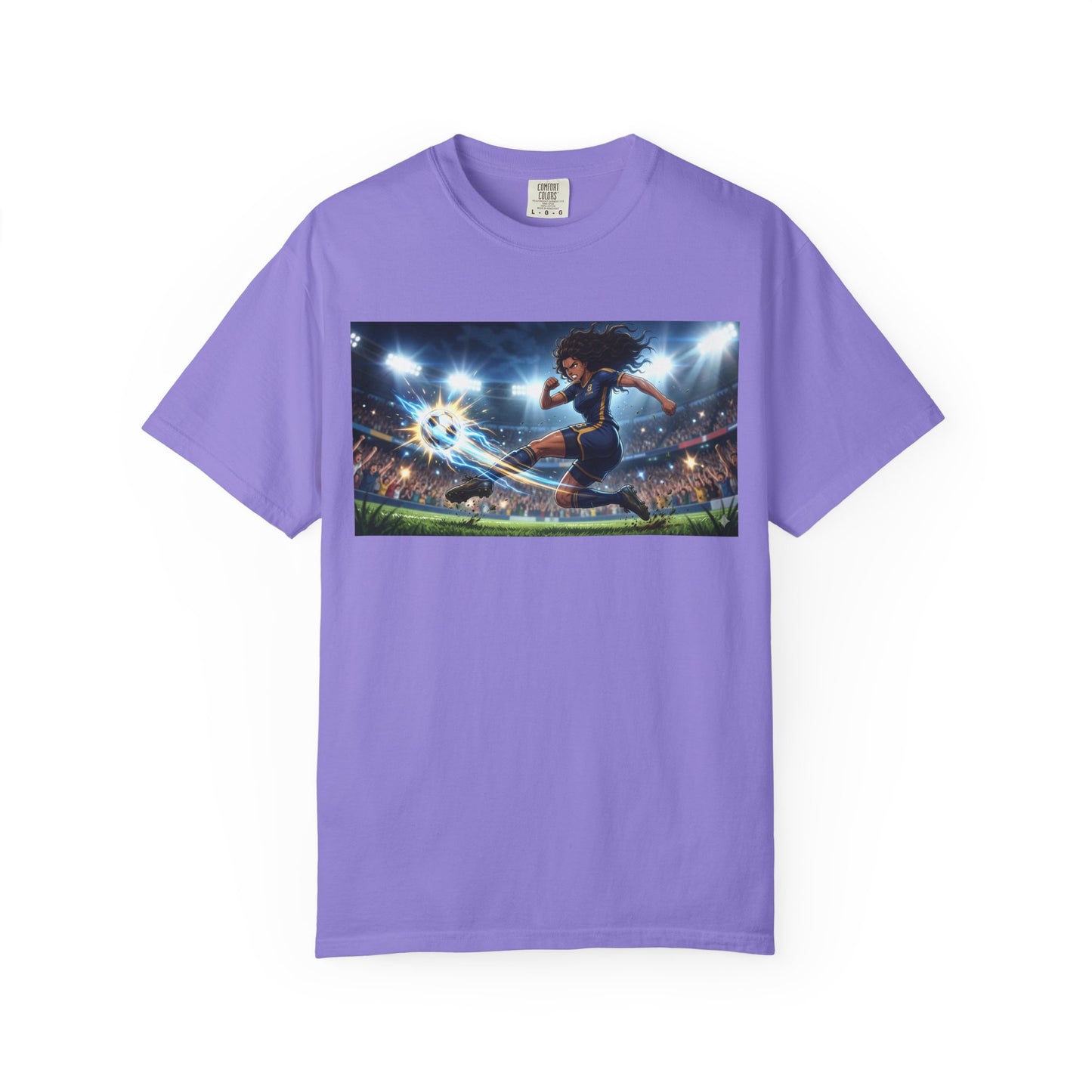 Soccer Kick Graphic T-Shirt — Energetic Stadium Football Design