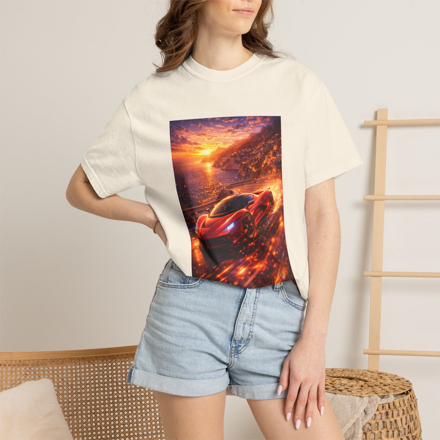 Ferrari F80- Amalfi Coast, Italy - T‑Shirt — Red Sports Car Print