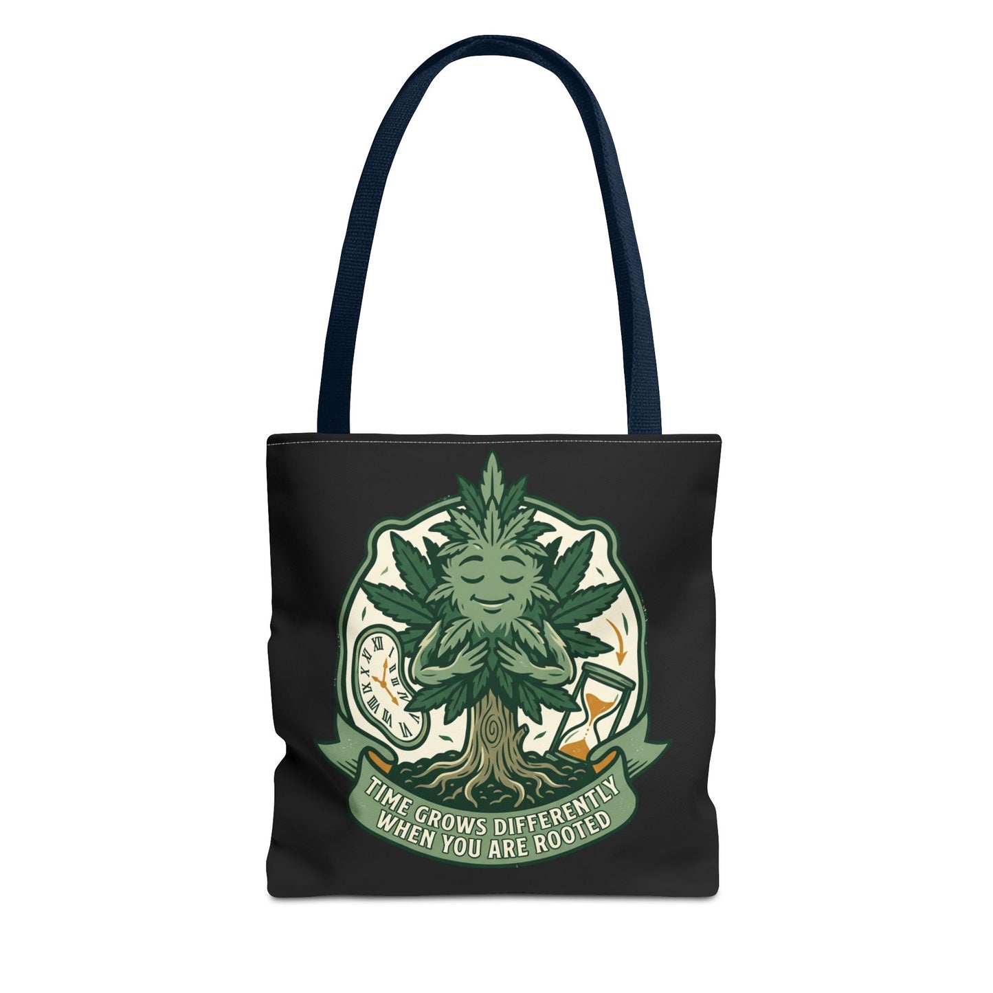 Rooted Tree Spirit Tote Bag — “Time Grows Different When You Are Rooted” Eco Tote