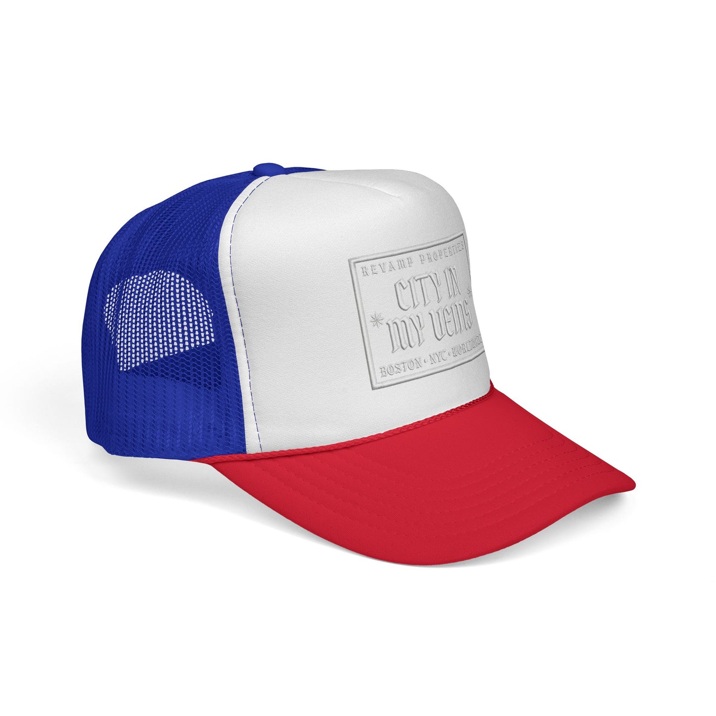 City In My Veins Trucker Cap - Vintage Neon Style Mesh Hat