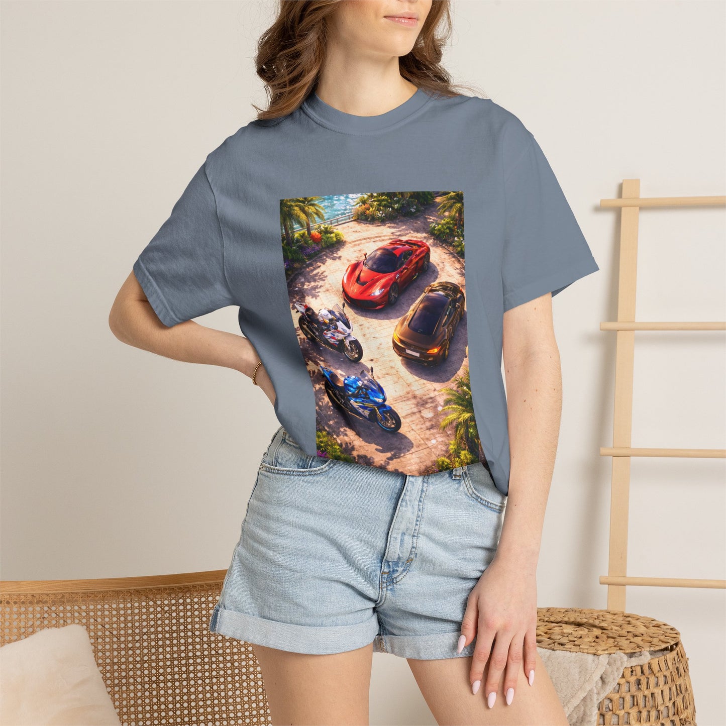 MULTI-VEHICLE - T-Shirt — Tropical Sports Cars & Motorbikes Print