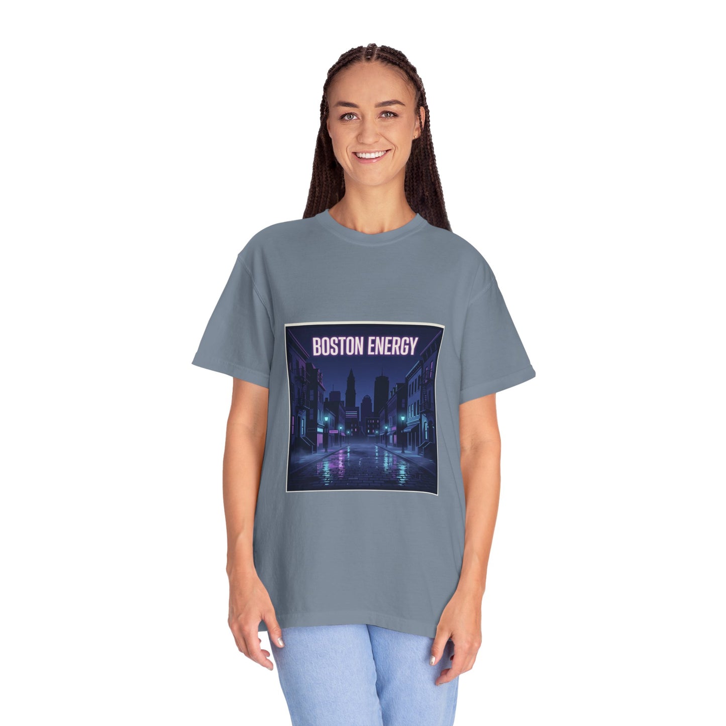 Boston Energy T-Shirt — Neon Cityscape Graphic Tee