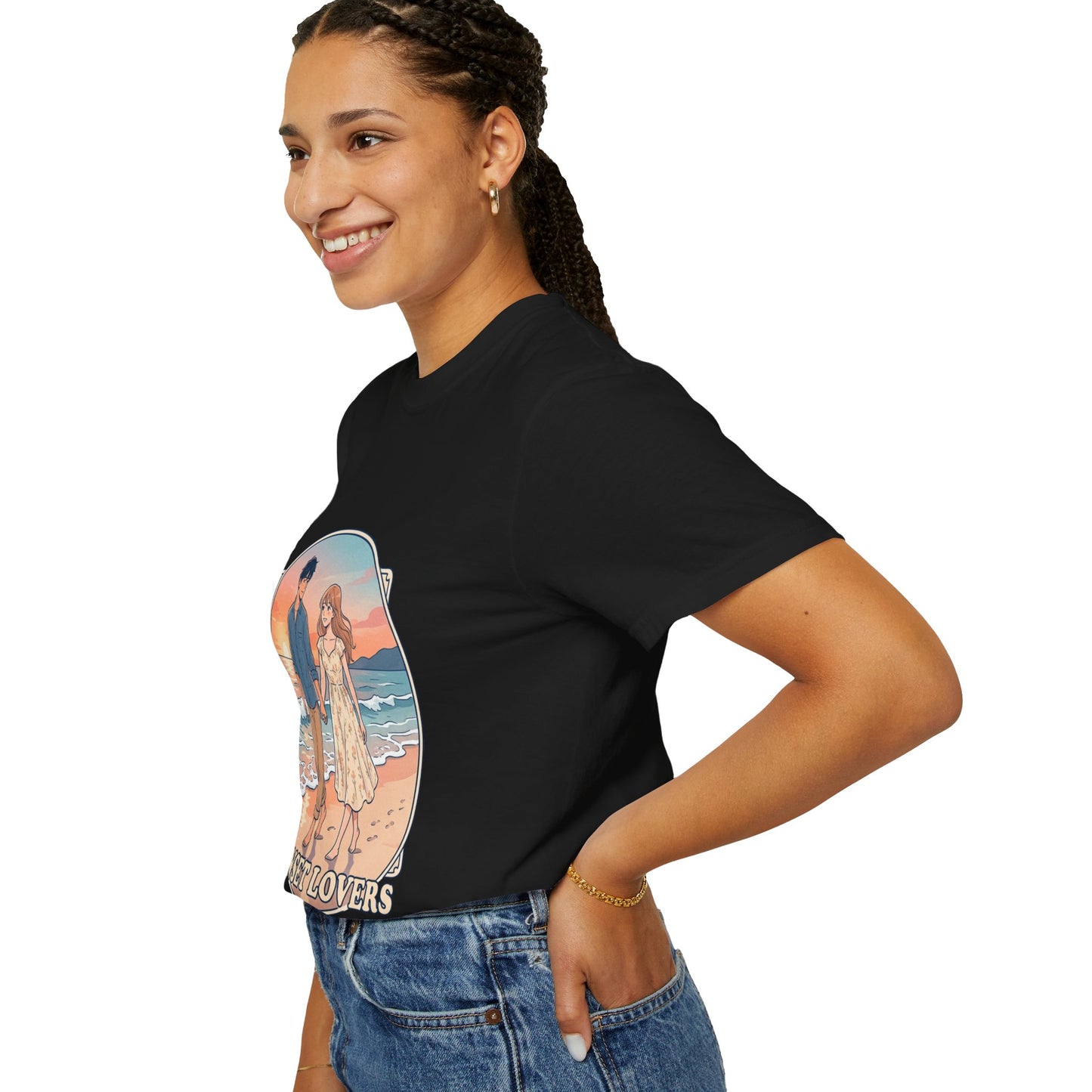 Sunset Lovers Beach T-Shirt — Romantic Couple Graphic Tee