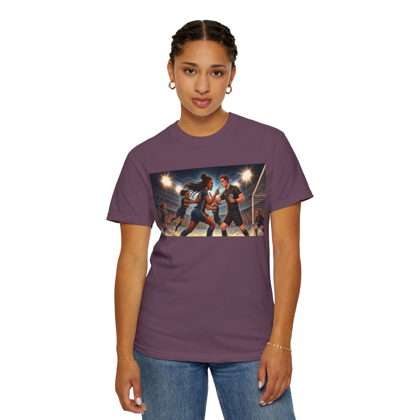 Soccer Night Match T-Shirt — Dynamic Players Under Stadium Lights