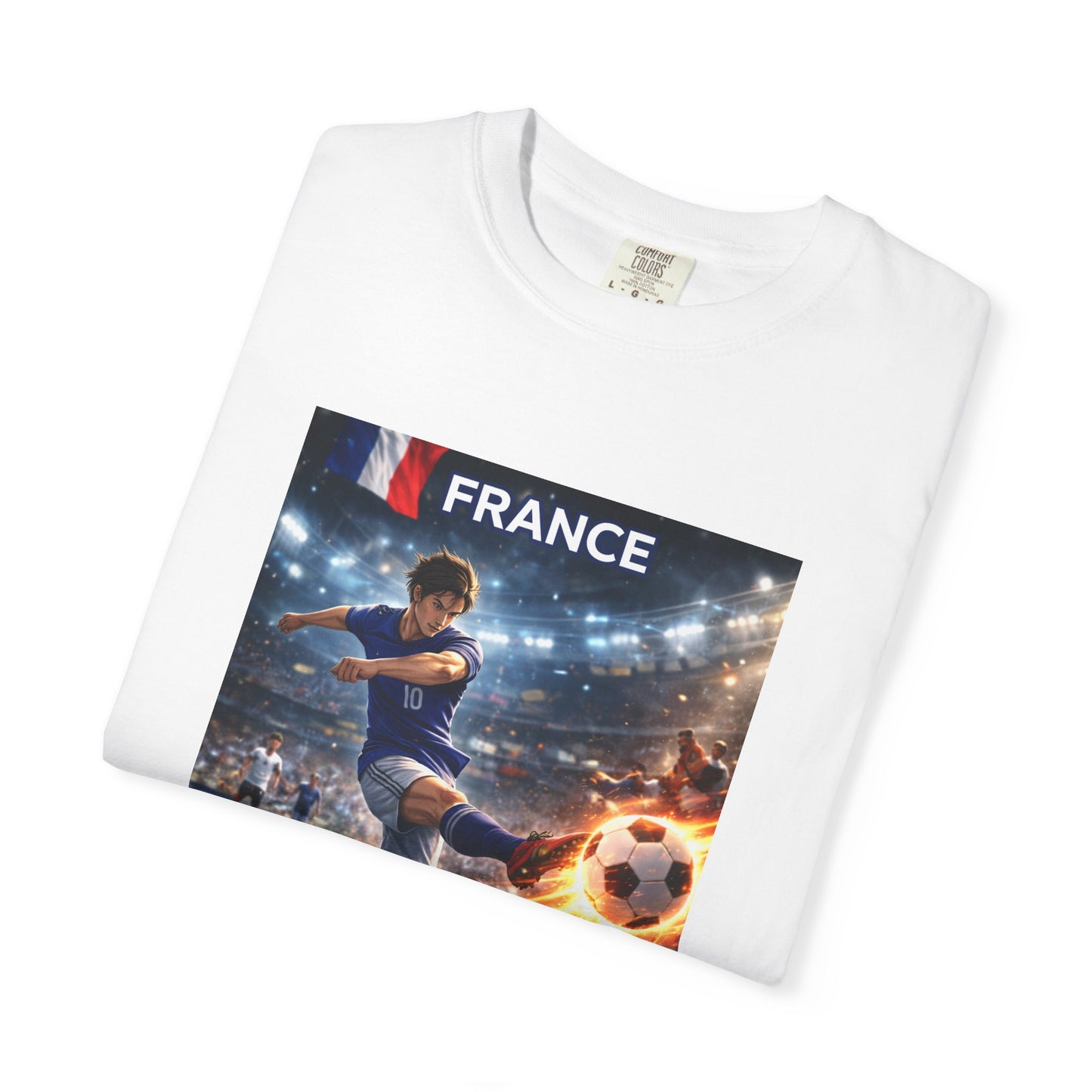 France Soccer Player Graphic T-Shirt — Football Kick Stadium Design