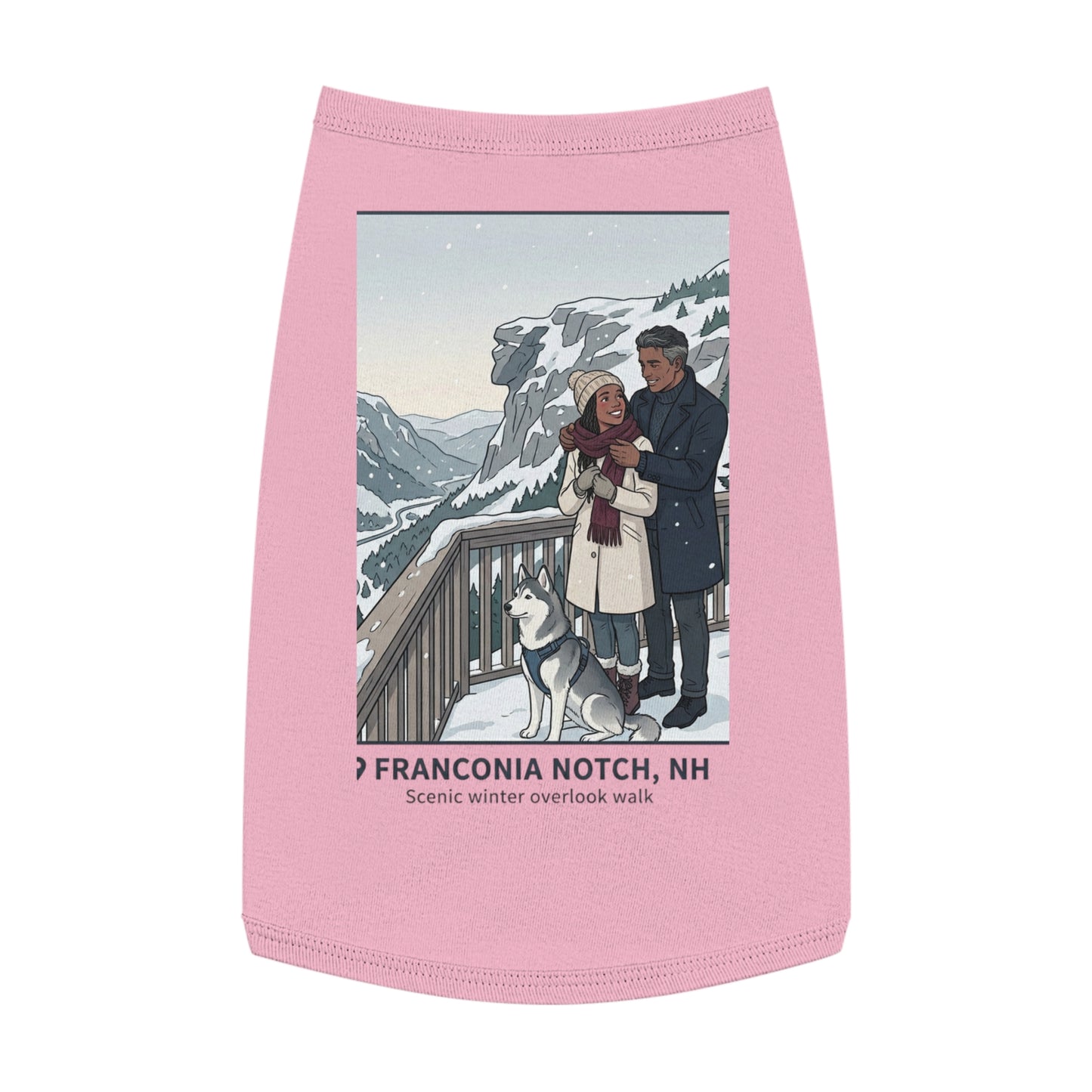 Dog Winter Walk Tank — Cozy Couple & Husky Scenic Pet Tank Top
