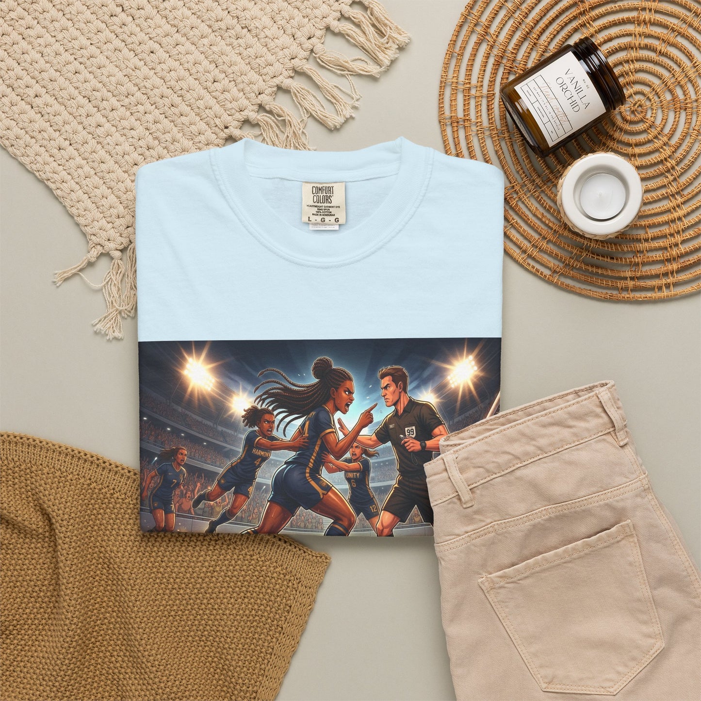 Soccer Night Match T-Shirt — Dynamic Players Under Stadium Lights