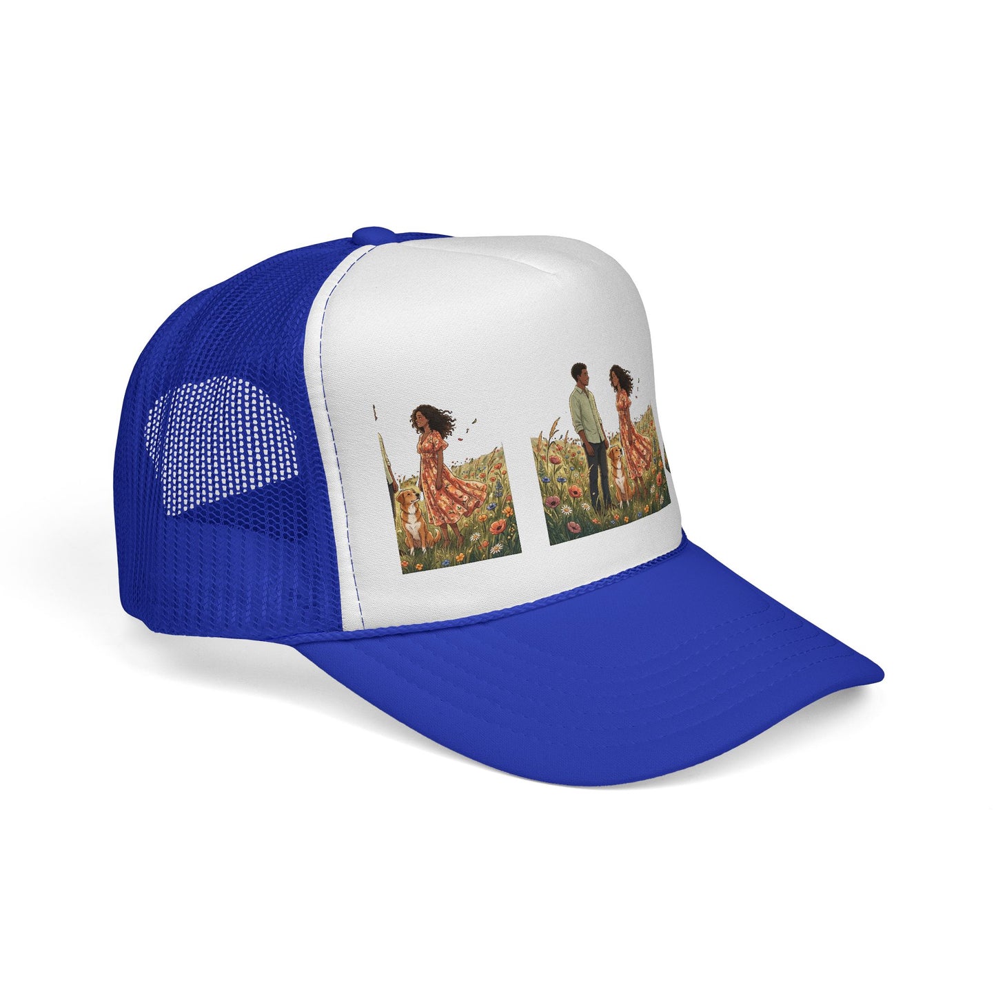 Trucker Cap — Boho Couple Meadow Illustration Hat