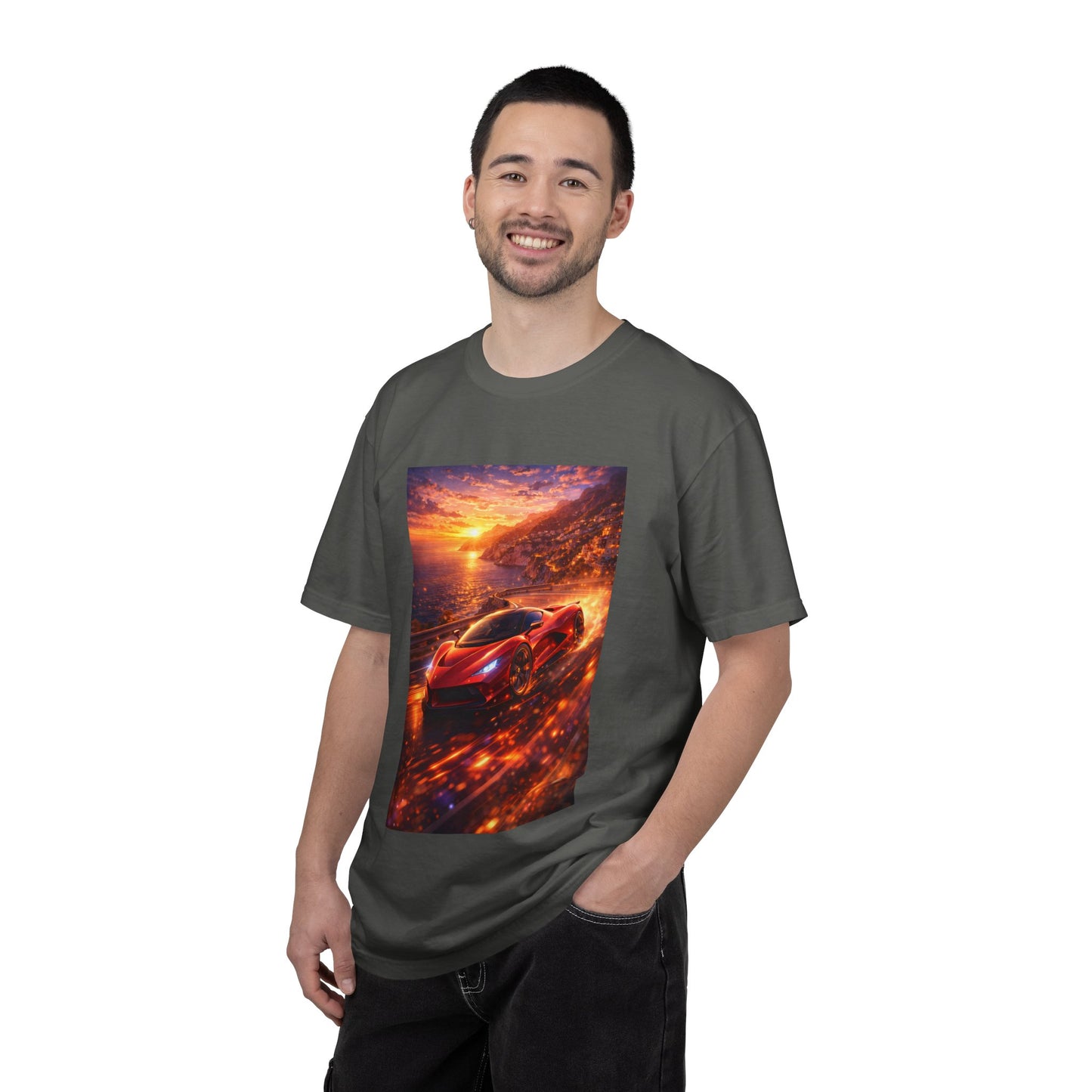 Ferrari F80- Amalfi Coast, Italy - T‑Shirt — Red Sports Car Print