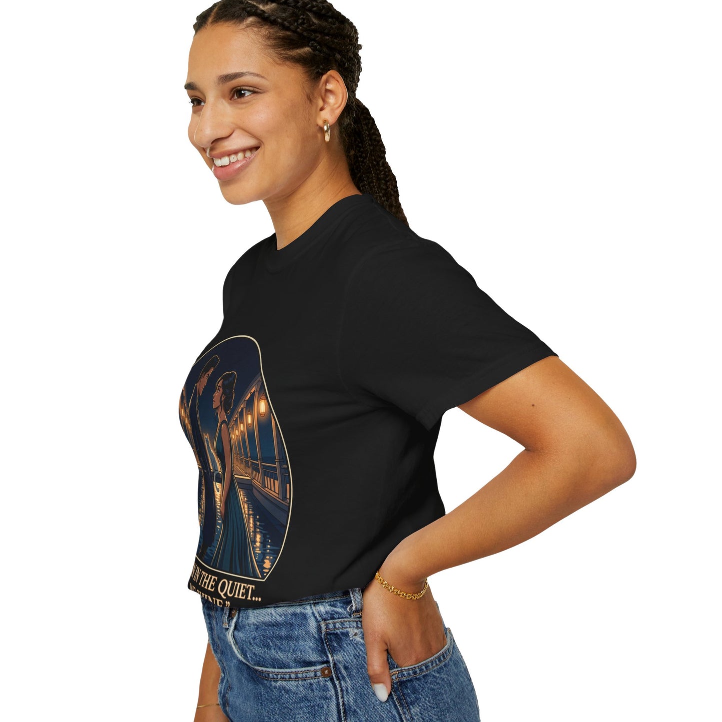 Romantic Night Stroll T-Shirt — "Even in the Quiet... We Shine" Graphic Tee