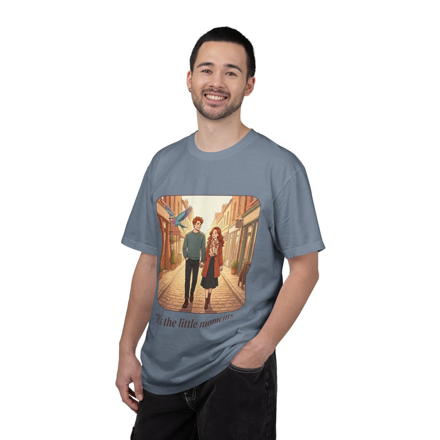 Romantic Stroll T-Shirt — “It’s the little moments” Couple Illustration Tee