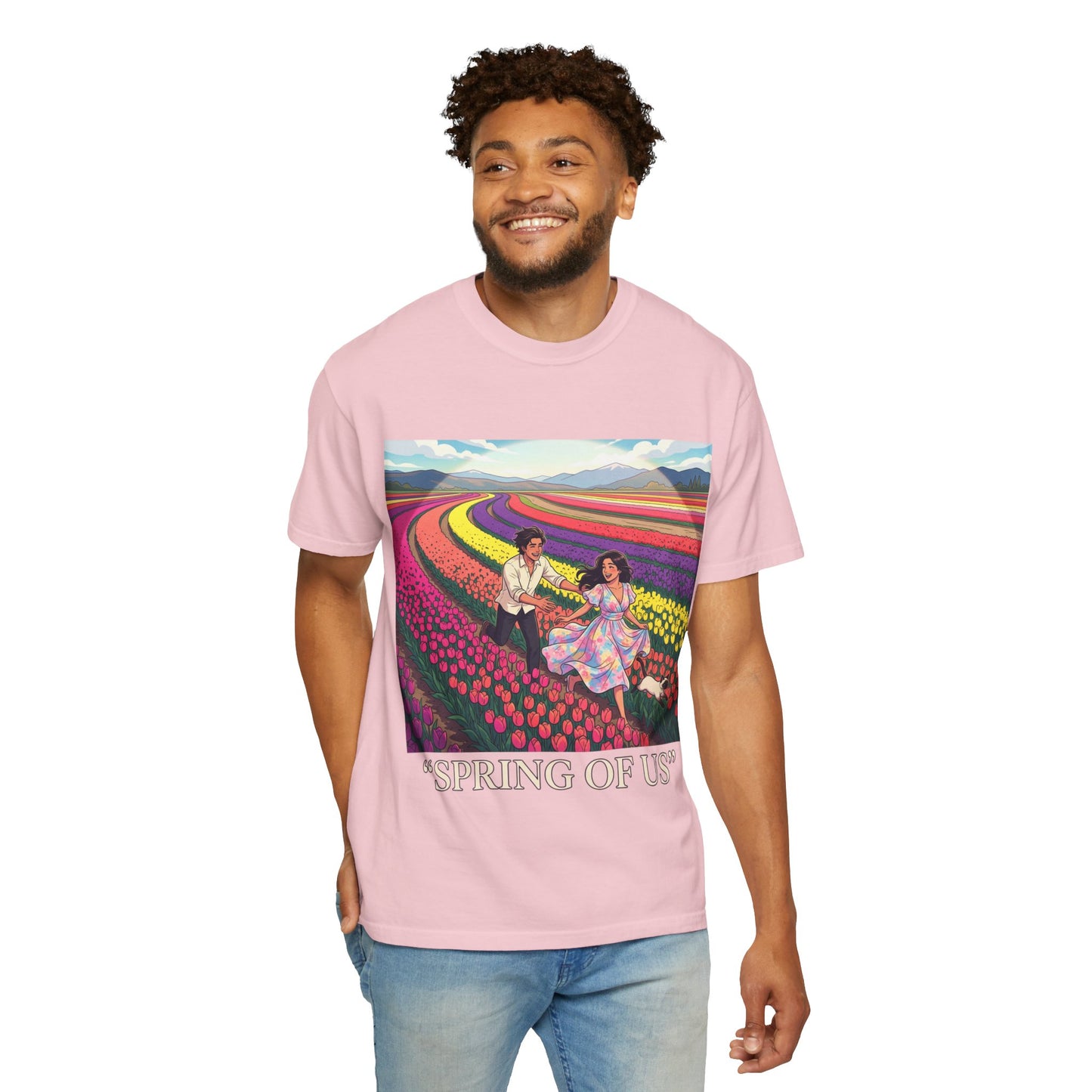 Spring of Us T-Shirt — Floral Field Vintage Couple Graphic Tee
