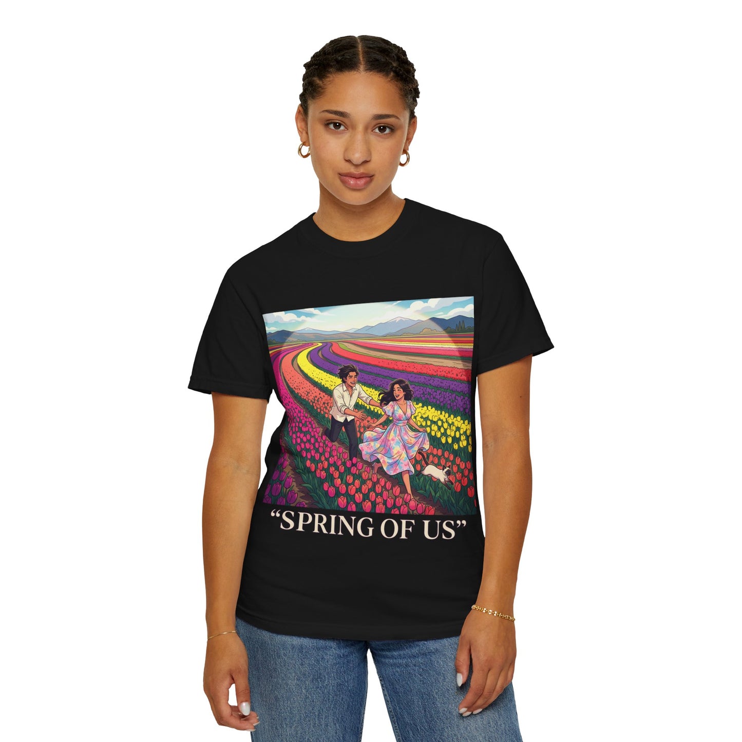 Spring of Us T-Shirt — Floral Field Vintage Couple Graphic Tee