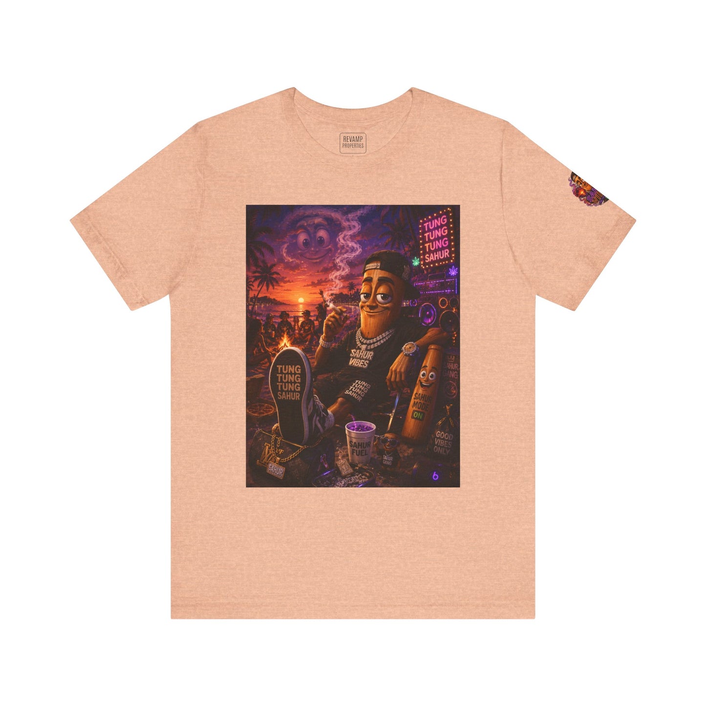 Tung Tung Tung Sahur Laid-Back Nightlife Graphic Tee — "Things Take Time" Urban Cartoon Design