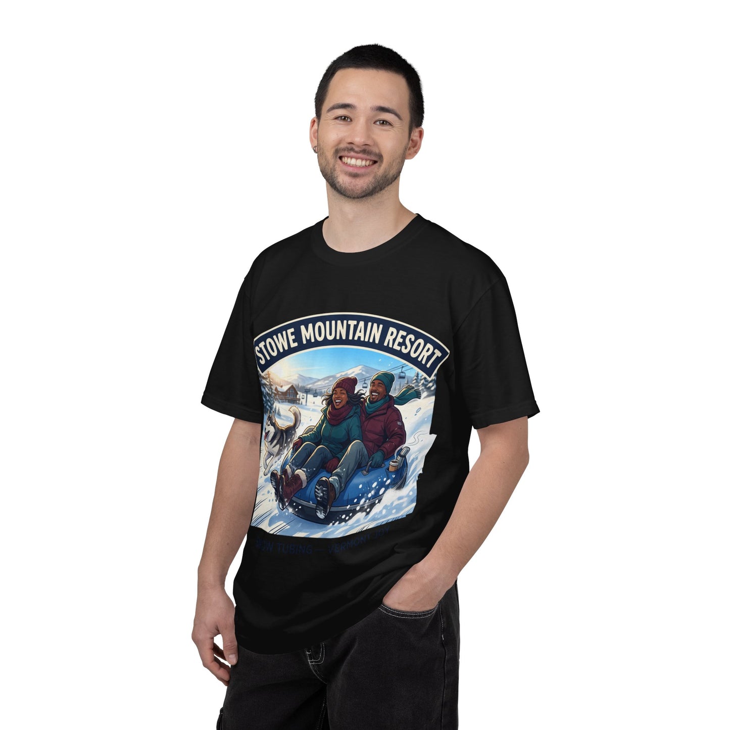 Stowe Mountain Resort Snow Tubing T-Shirt — "Vermont Joy" Winter Apparel