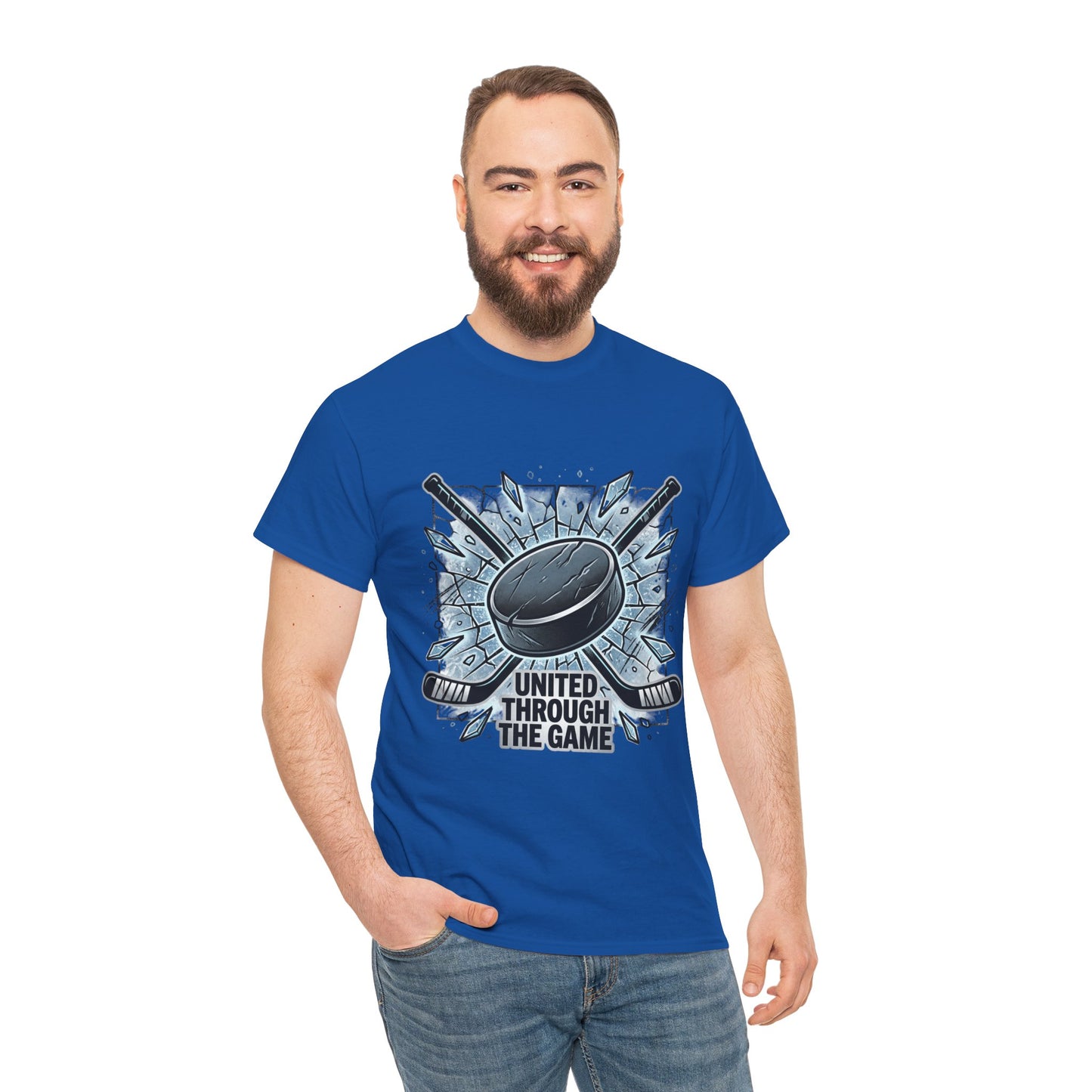 Hockey T-Shirt — "United Through the Game" Graphic Tee